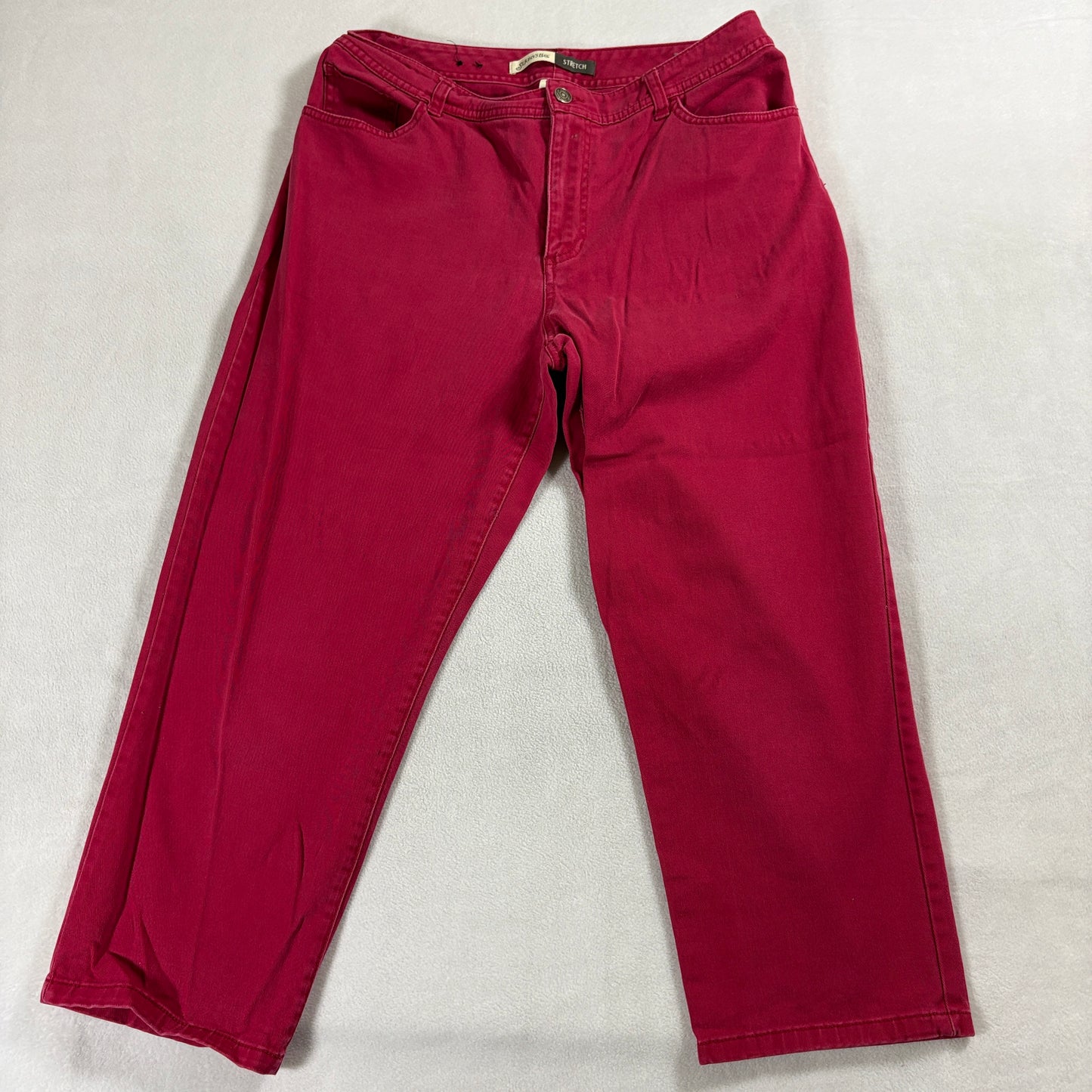 St Johns Bay Pink Straight Leg Jeans Women 12 Fits Like 31X22 Stretch Denim Crop
