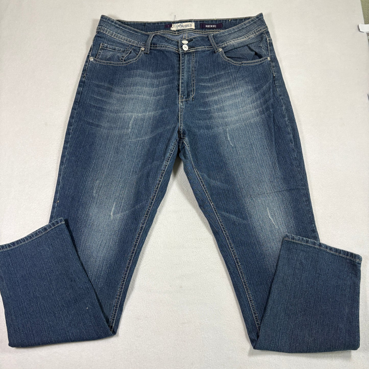 Vigold Skinny Jeans Womens Size 16 Blue Denim Stretch Mid Rise Faded Wash Casual