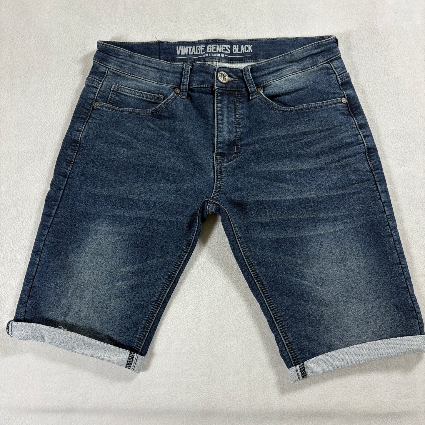 Vintage Genes Black Denim Shorts Slim Straight W30 Fits Like 30 Y2K Jorts Blue