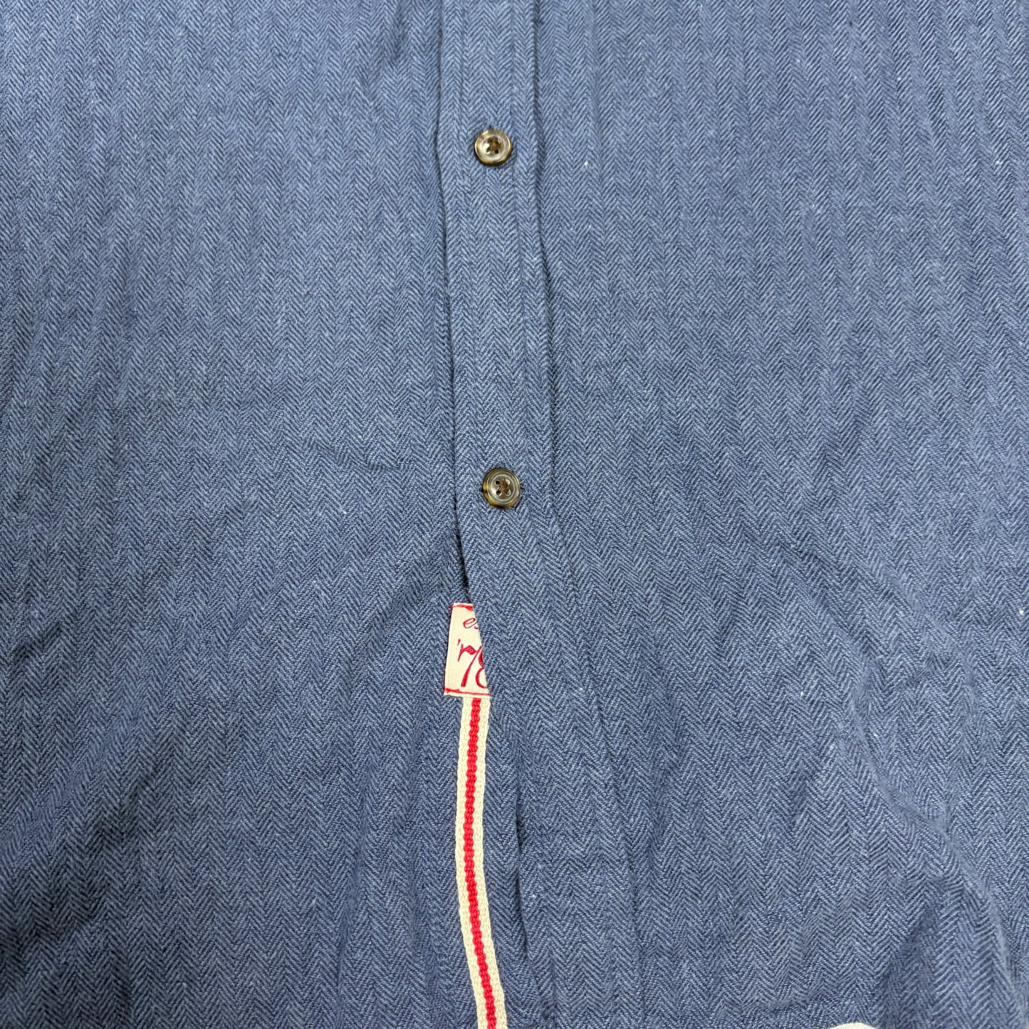 Banana Republic Heritage Shirt Men L Blue Herringbone Tailored Slim Fit Casual
