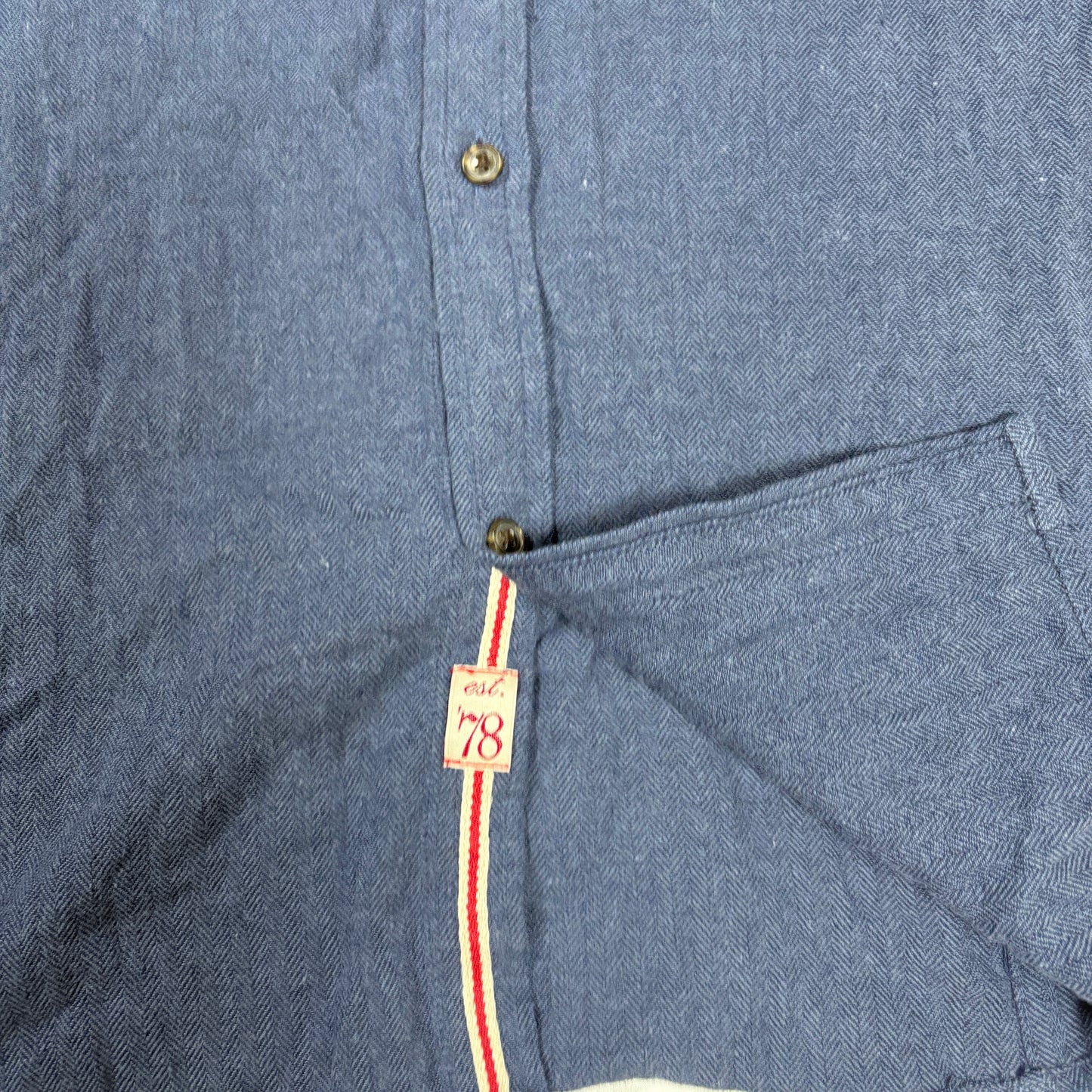 Banana Republic Heritage Shirt Men L Blue Herringbone Tailored Slim Fit Casual