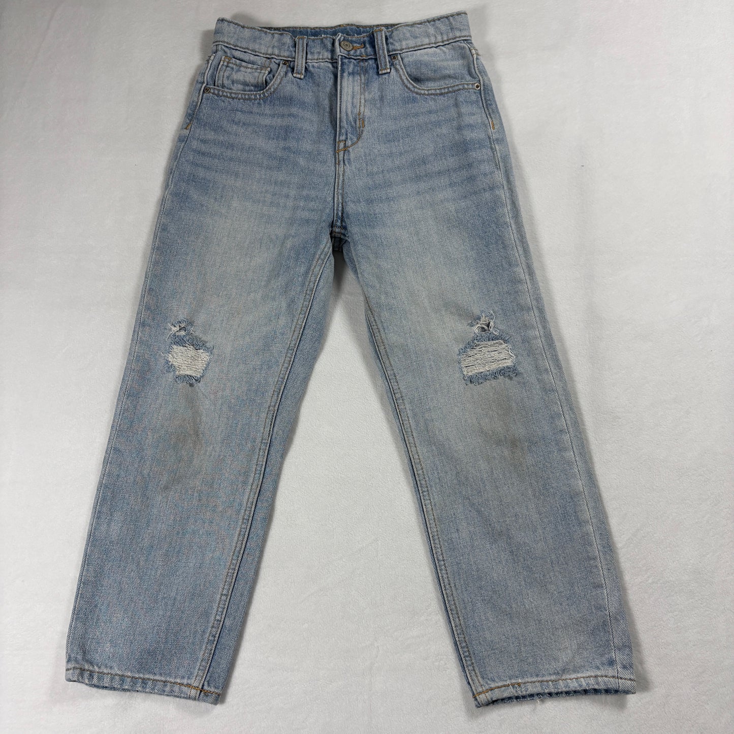 Old Navy Jeans Womens 8 High Rise Slouchy Straight Distressed Light Wash Denim!!