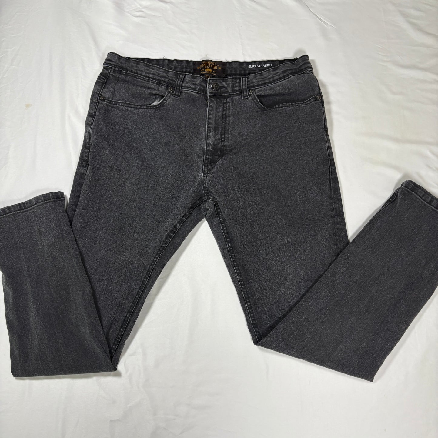 Copper & Oak Jeans Men 36x30 Slim Straight Gray Black Wash Denim Casual Pants