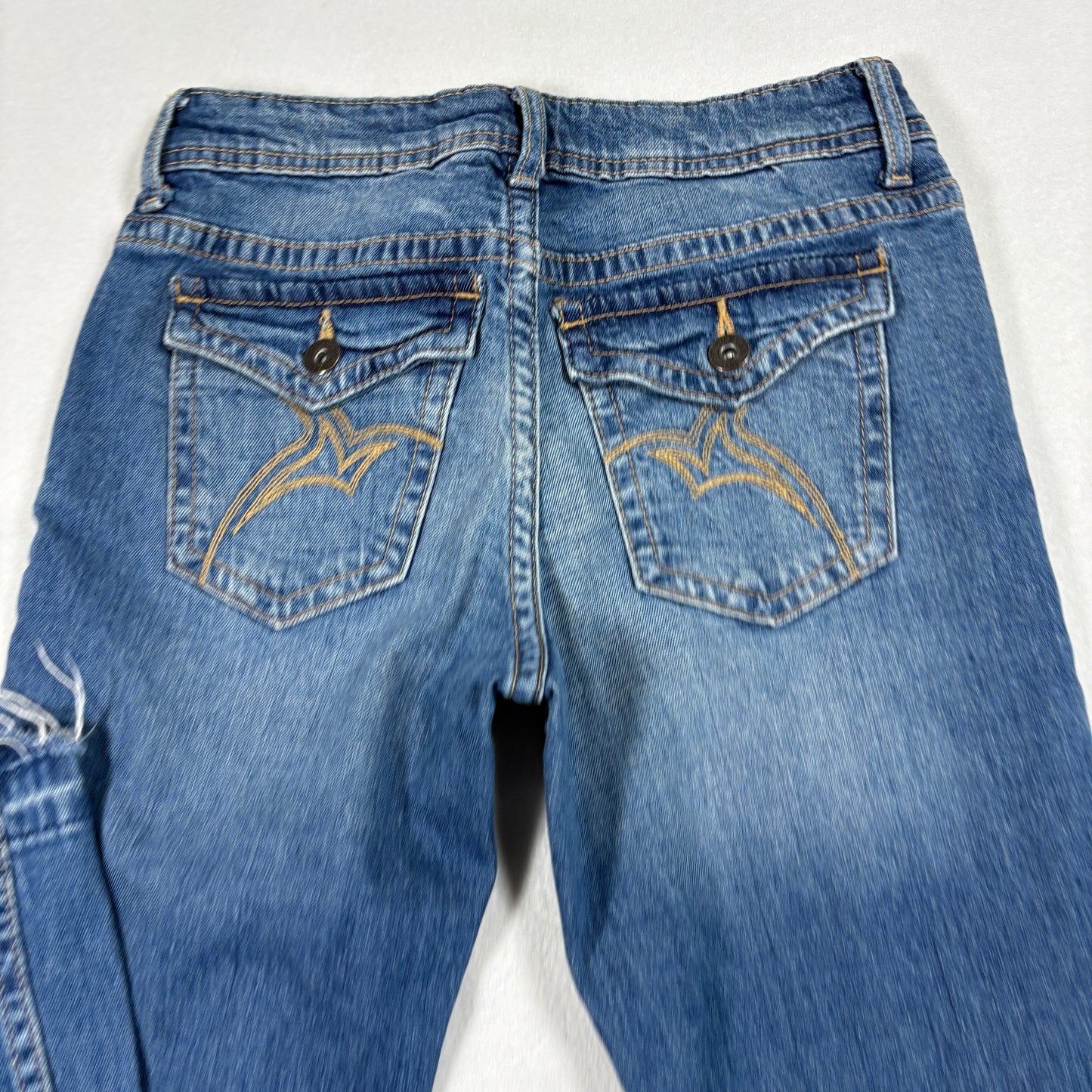 H&M Womens Jeans 20 Flare Low Rise Raw Hem Y2K 90s Grunge Plus Size Vintage Denim