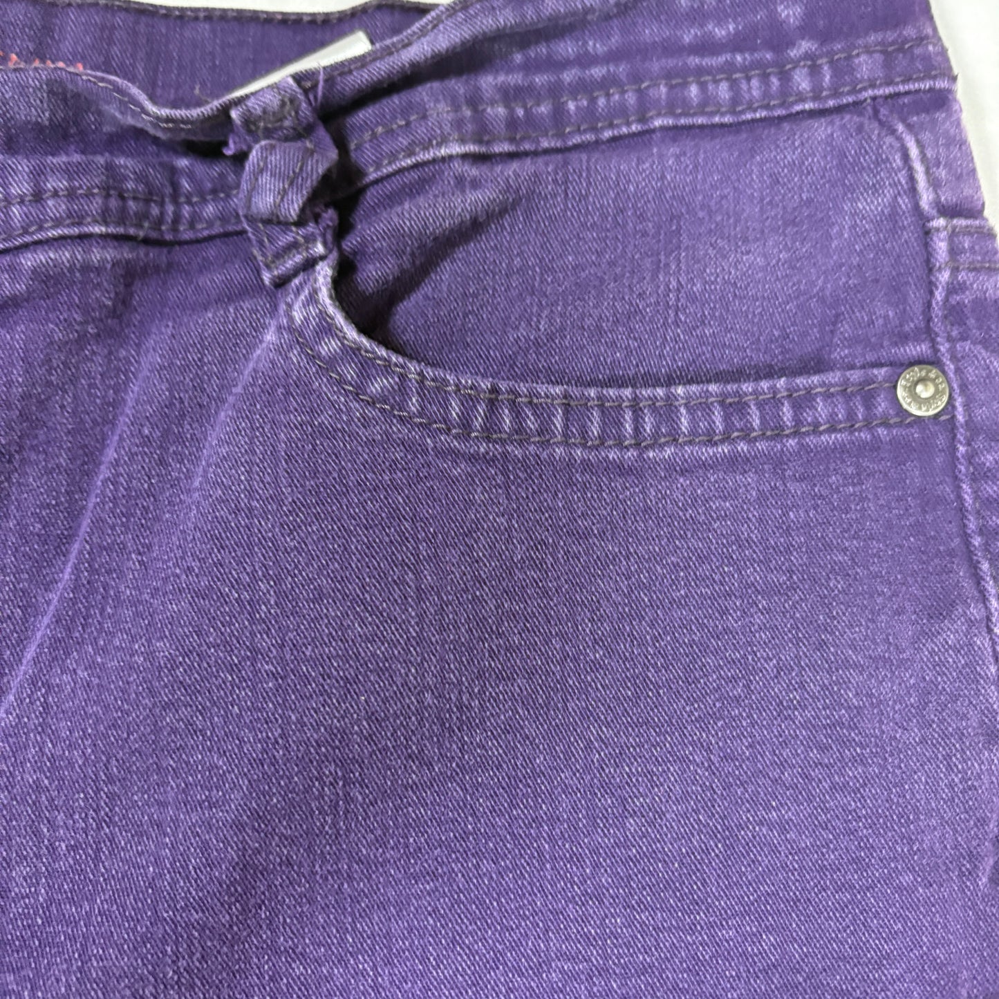 Style & Co Slim Leg Jeans Women 12S Purple Tummy Control Stretch Denim Baggy