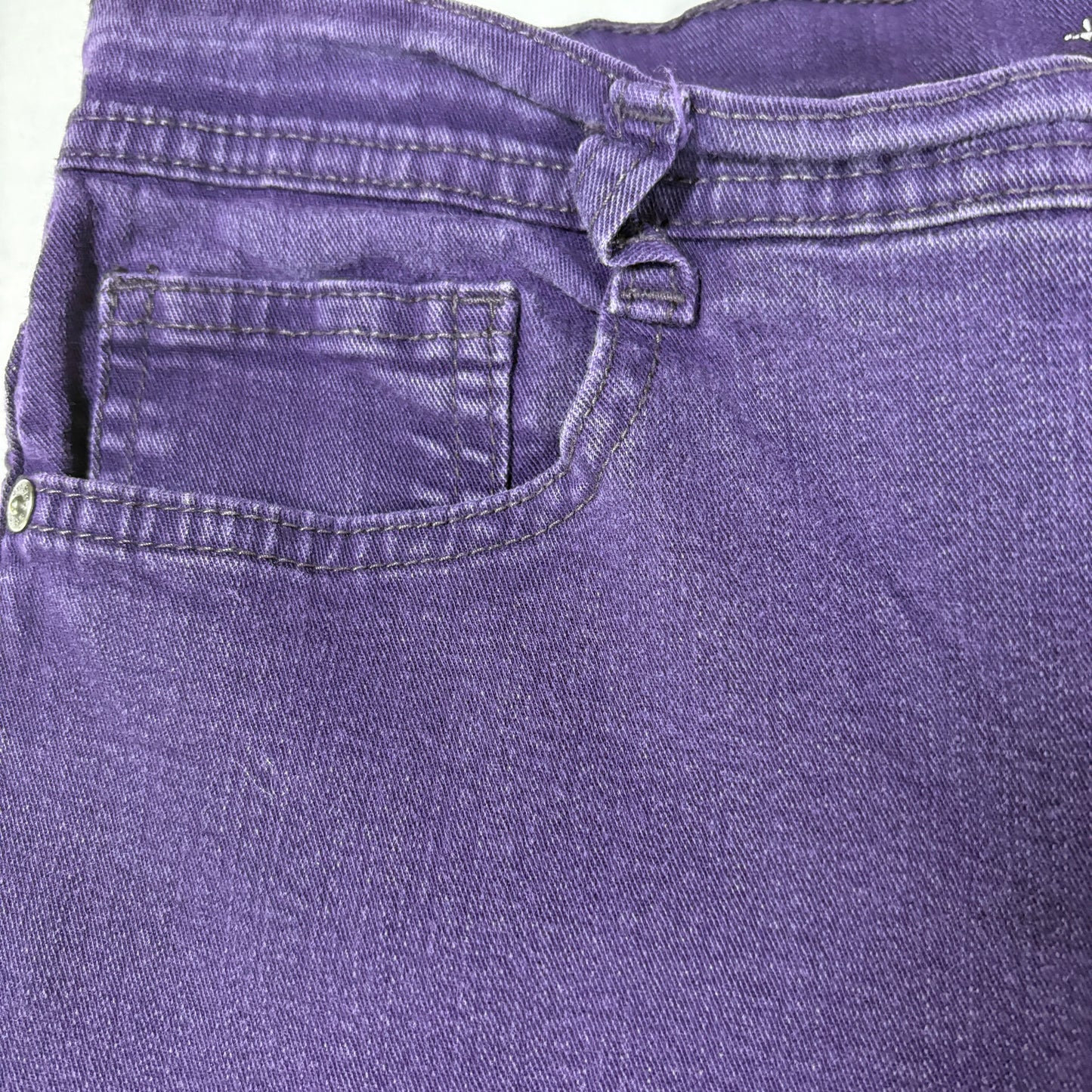 Style & Co Slim Leg Jeans Women 12S Purple Tummy Control Stretch Denim Baggy
