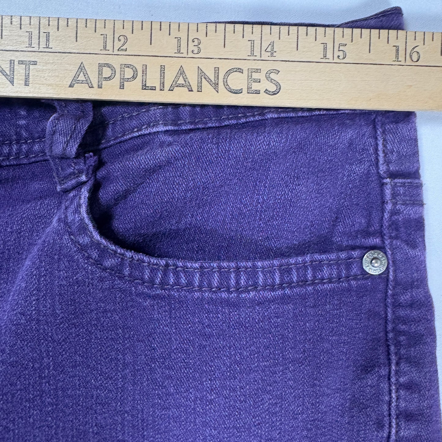 Style & Co Slim Leg Jeans Women 12S Purple Tummy Control Stretch Denim Baggy