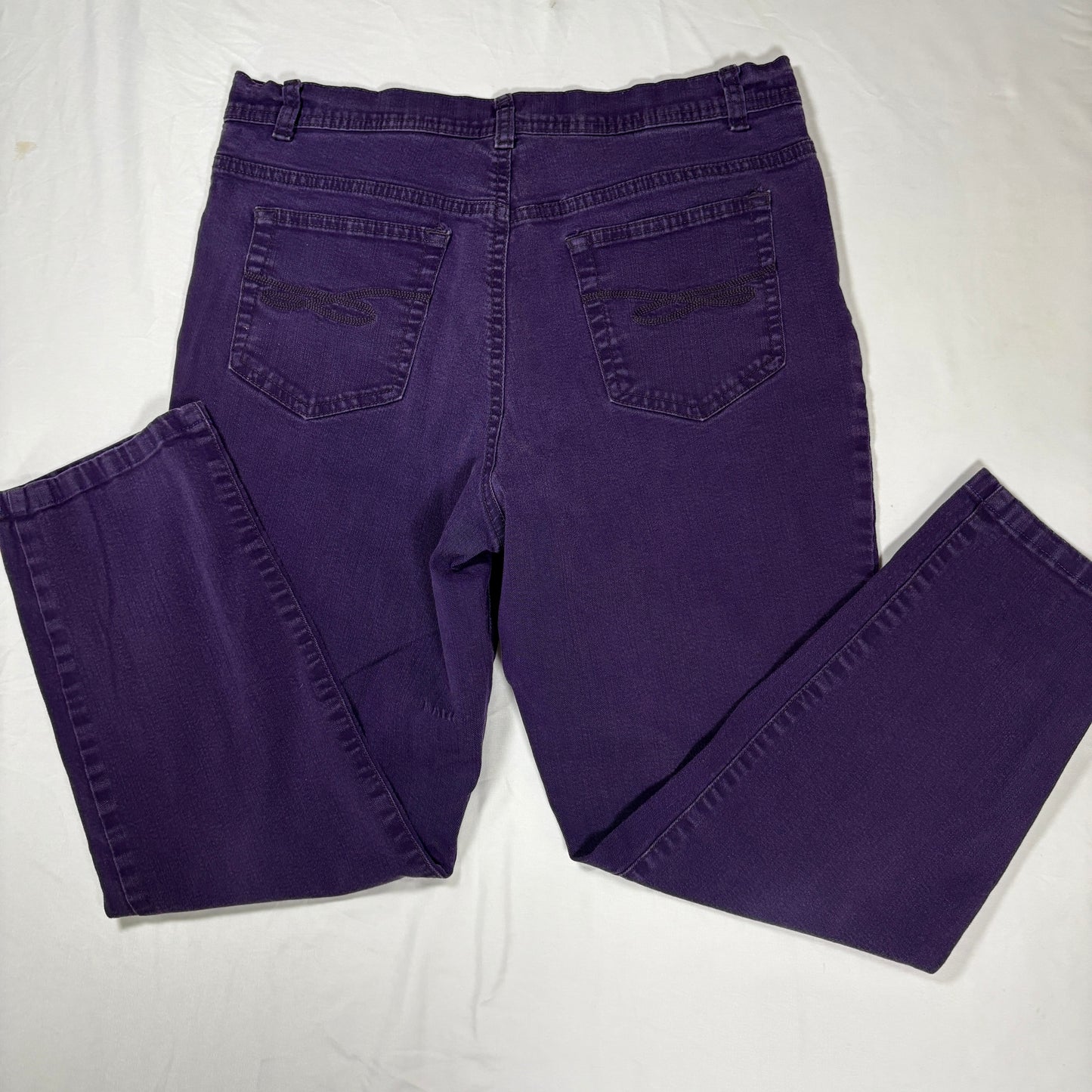 Style & Co Slim Leg Jeans Women 12S Purple Tummy Control Stretch Denim Baggy