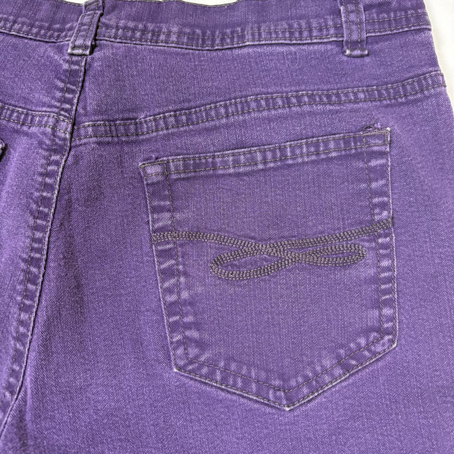 Style & Co Slim Leg Jeans Women 12S Purple Tummy Control Stretch Denim Baggy