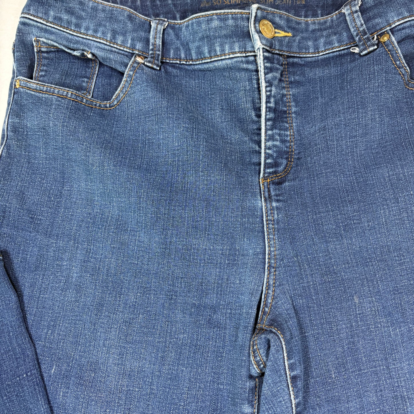 Chico’s So Slimming Jeans Women 2 Reg Blue Stretch Straight Denim Classic Pants