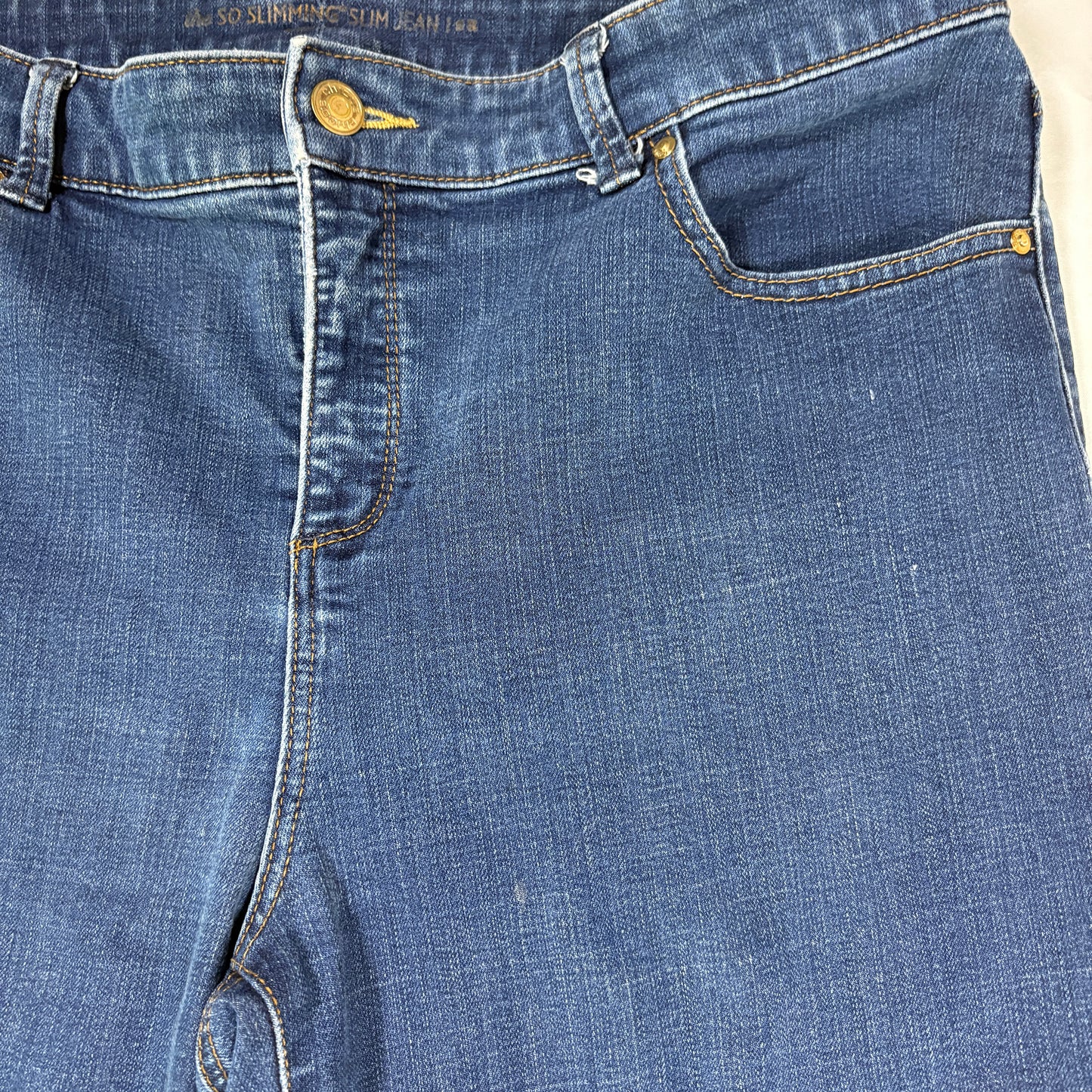 Chico’s So Slimming Jeans Women 2 Reg Blue Stretch Straight Denim Classic Pants