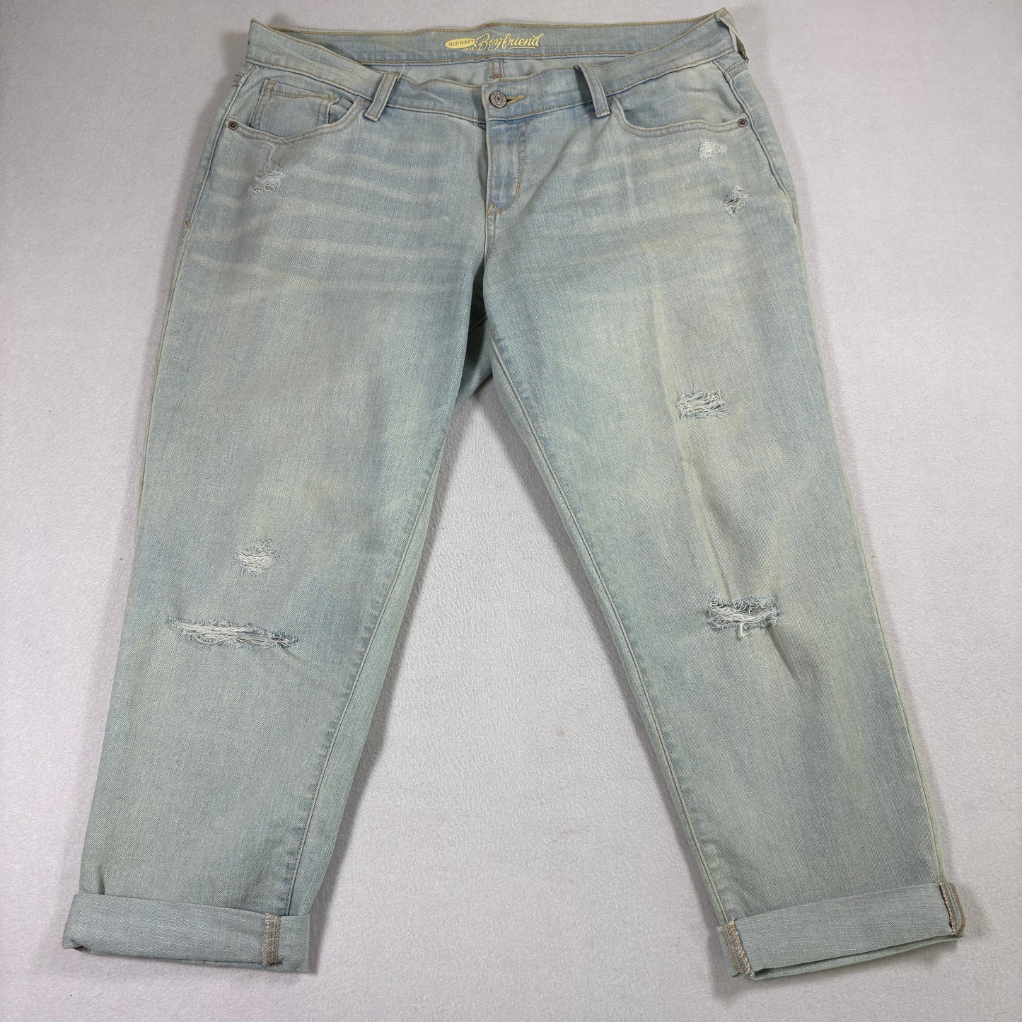 Old Navy Women’s Jeans 12 Regular Light Wash The Boyfriend Distressed