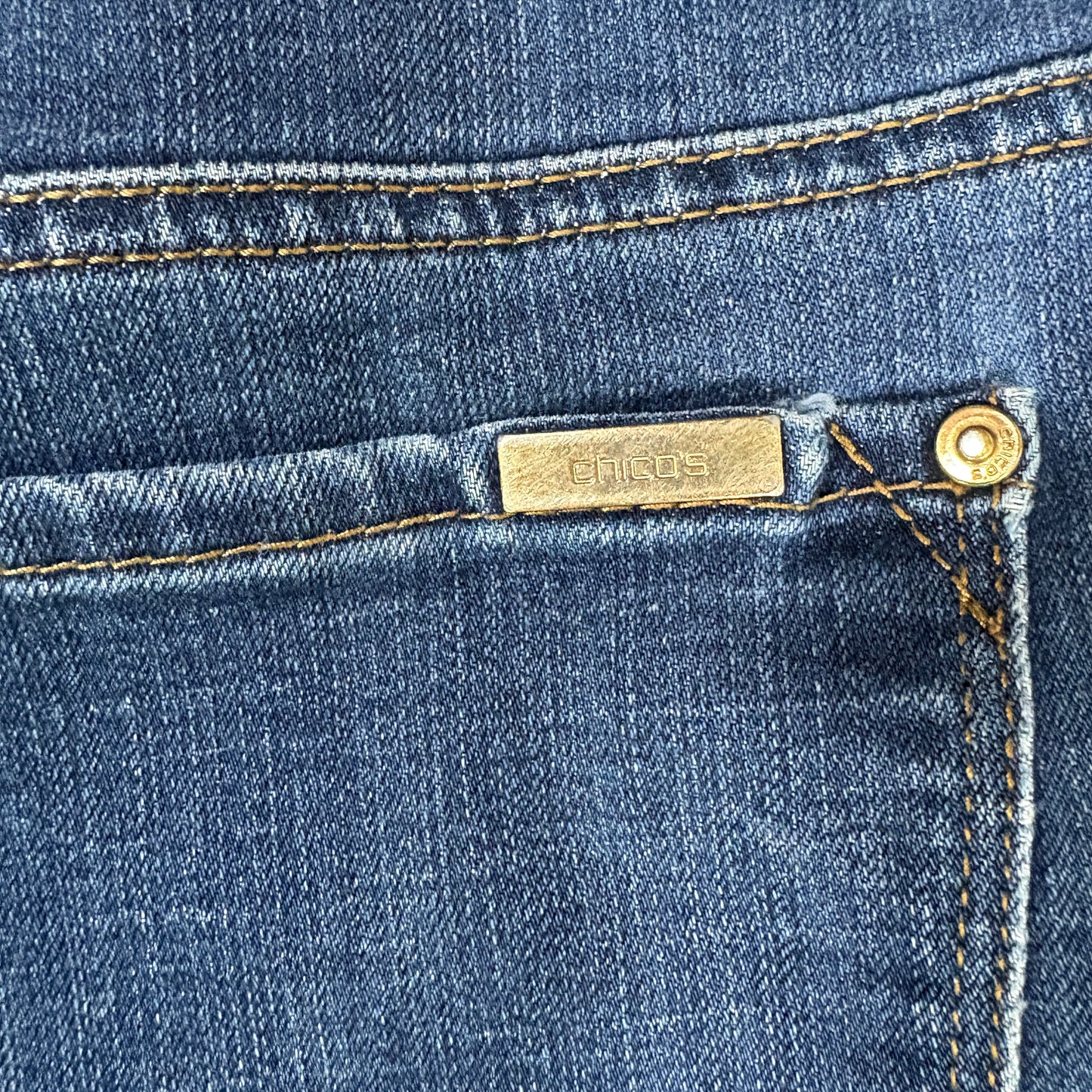 Chico’s So Slimming Jeans Women 2 Reg Blue Stretch Straight Denim Classic Pants