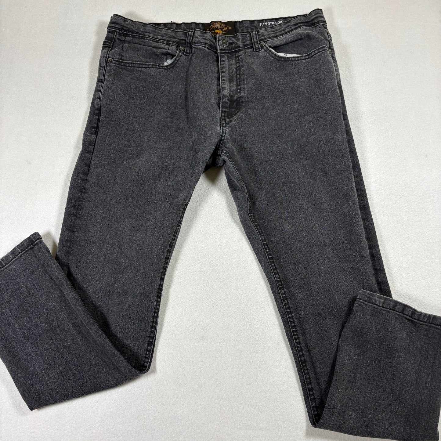 Copper & Oak Jeans Mens 36x30 Black Slim Straight Denim Pants Vintage Streetwear