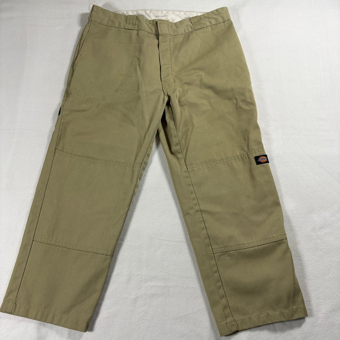 Dickies Work Pants Mens 34x30 Khaki Loose Fit Utility Durable Style Pro Wear Jobs