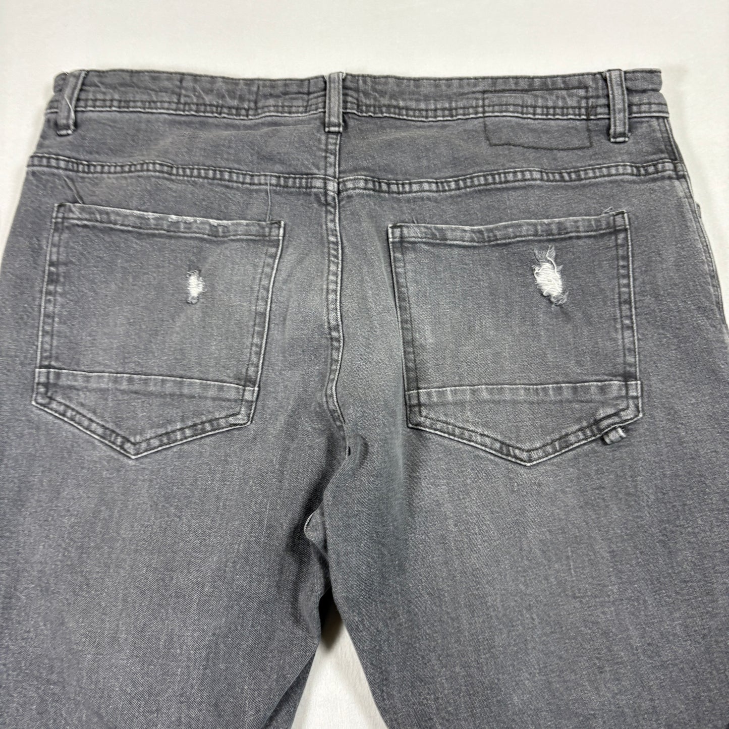 Cotton On Mens Jeans 34 Straight Leg Gray Distressed Denim Y2K 90s Grunge Vintage