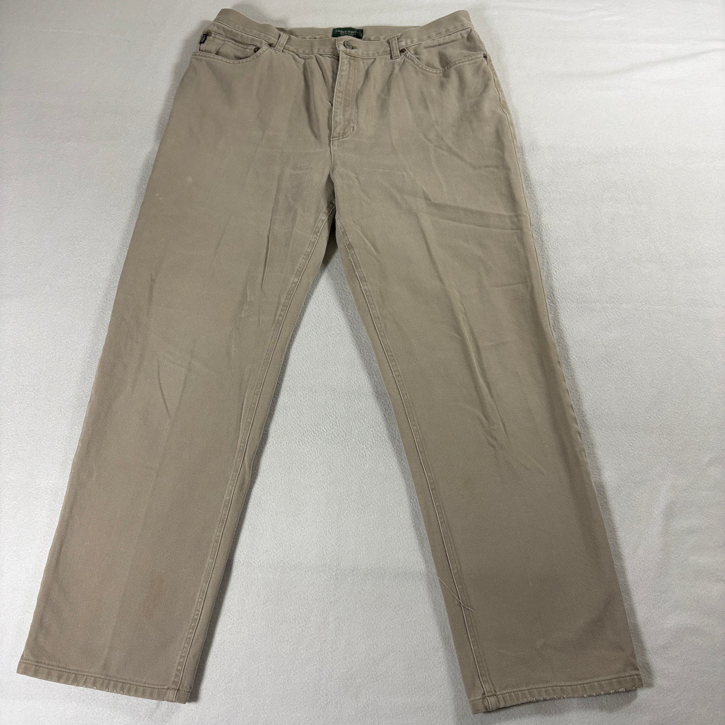 Lauren Jeans Co Ralph Lauren Khaki Straight Leg Pants 16 Fits Like 33x29