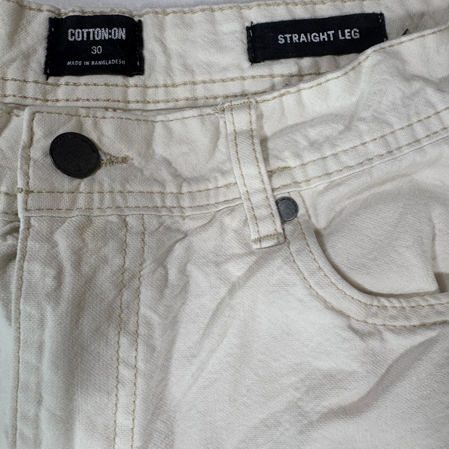 Cotton On Jeans Mens 30 White Straight Leg Denim Pants Casual Neutral Style