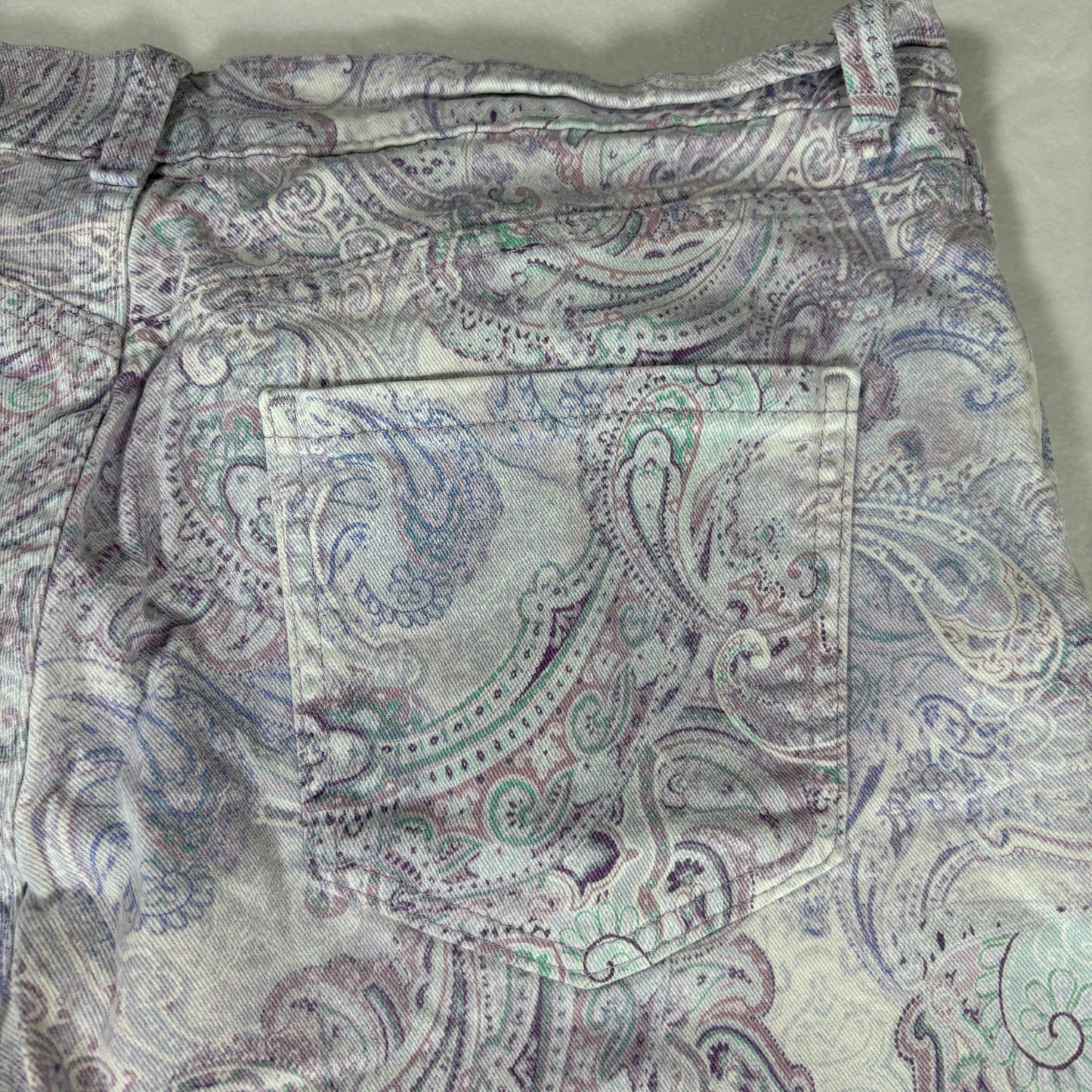 Gloria Vanderbilt Capri Pants Womens 18 Paisley Print Cropped Denim Casual