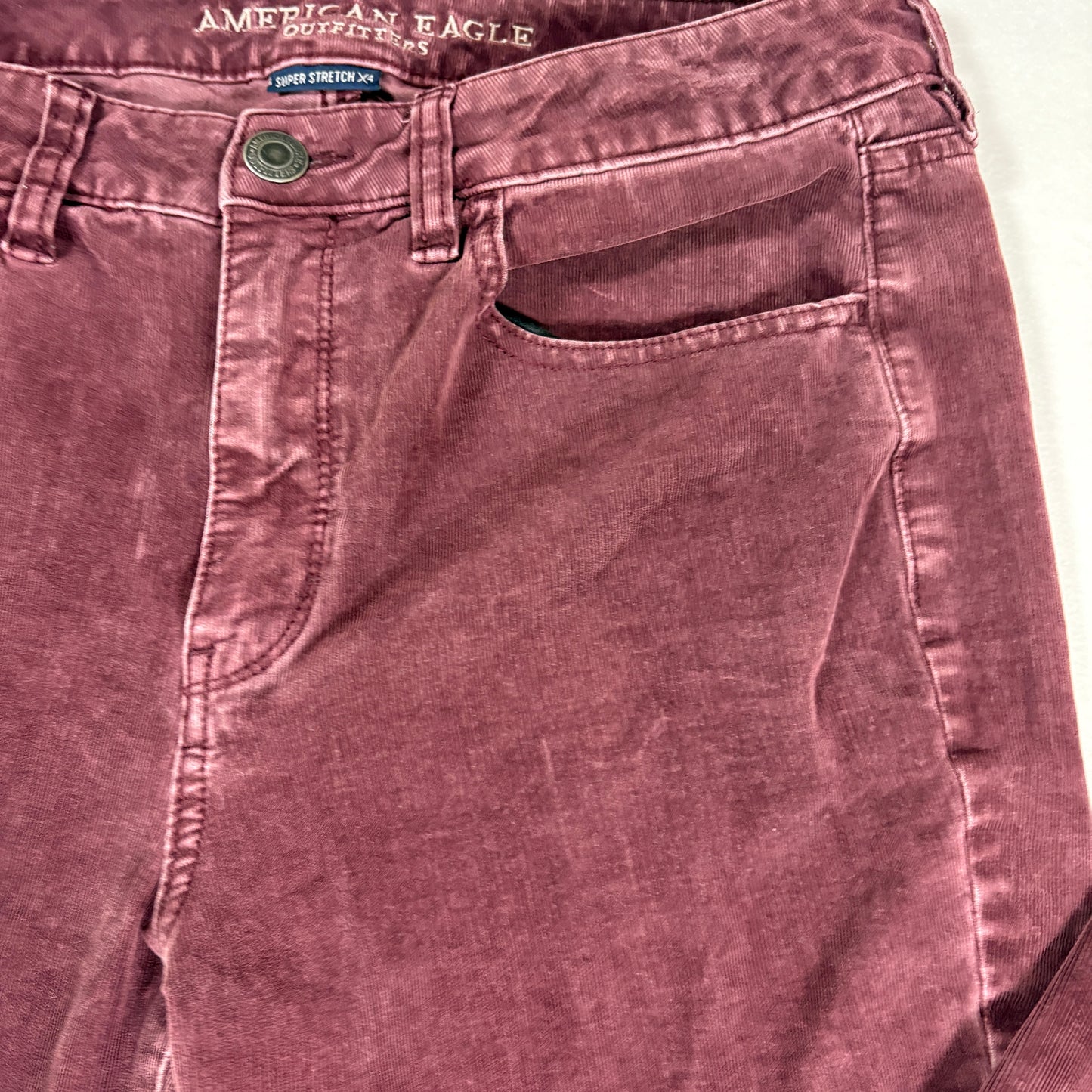 American Eagle Jegging Womens 12 Short Burgundy Super Stretch X4 High Rise Pants
