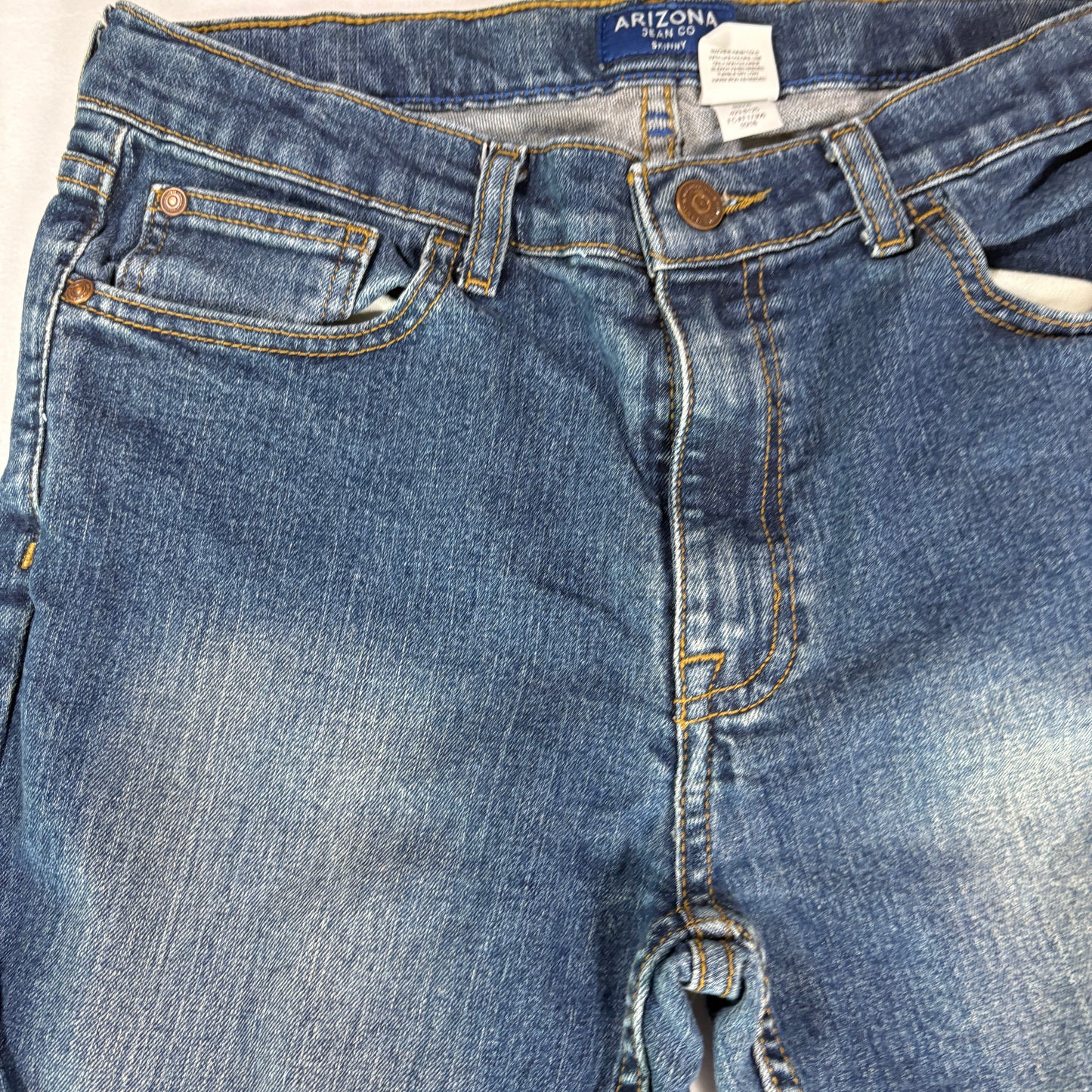 Arizona Jean Co Skinny Jeans Womens 18 Reg Blue Denim Stretch Mid Rise Classic Fit