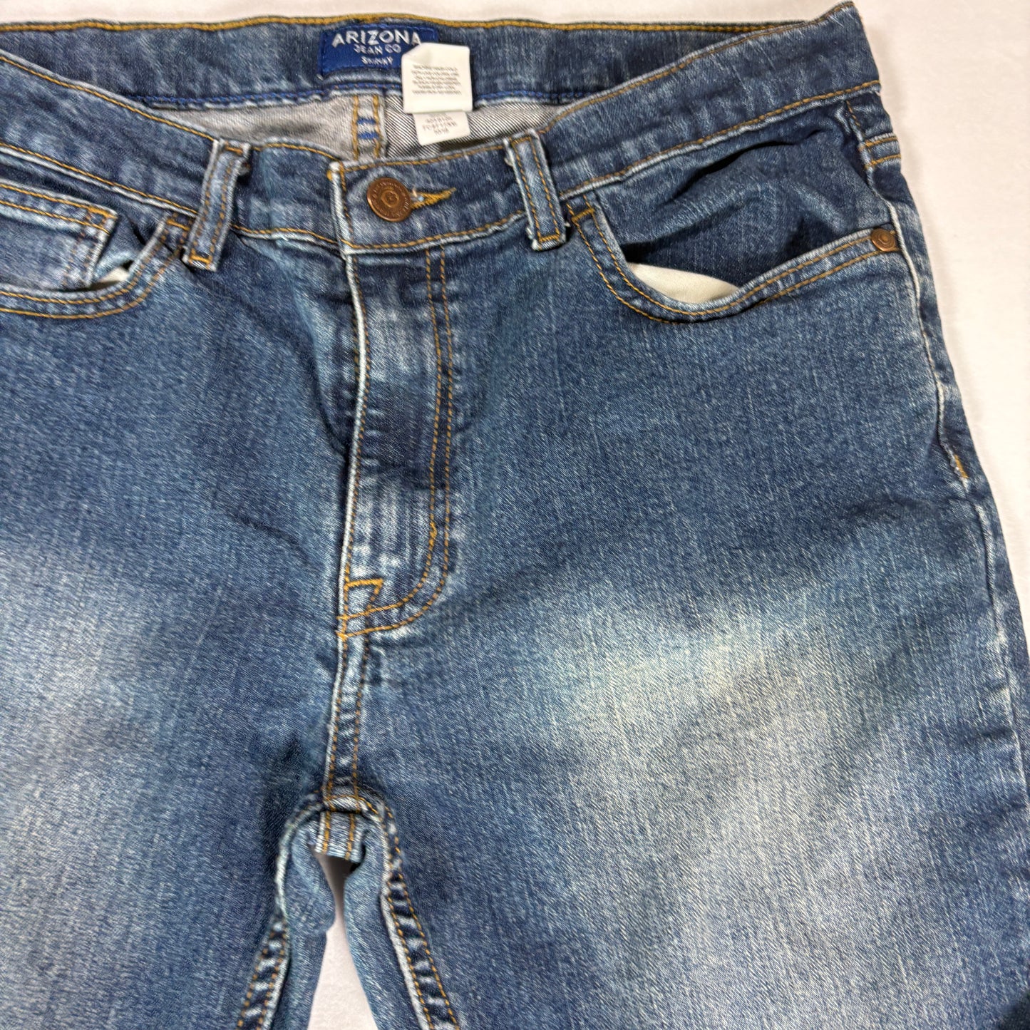 Arizona Jean Co Skinny Jeans Womens 18 Reg Blue Denim Stretch Mid Rise Classic Fit