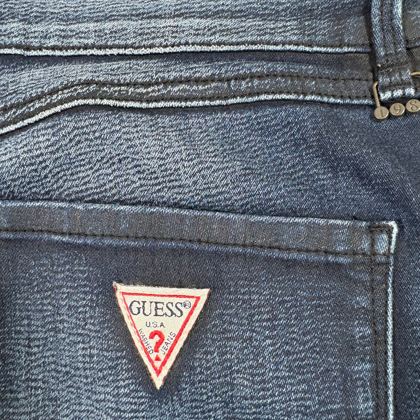 Guess Womens Jeans 31 1981 Skinny Dark Wash Stretch Blue Denim Vintage Y2K