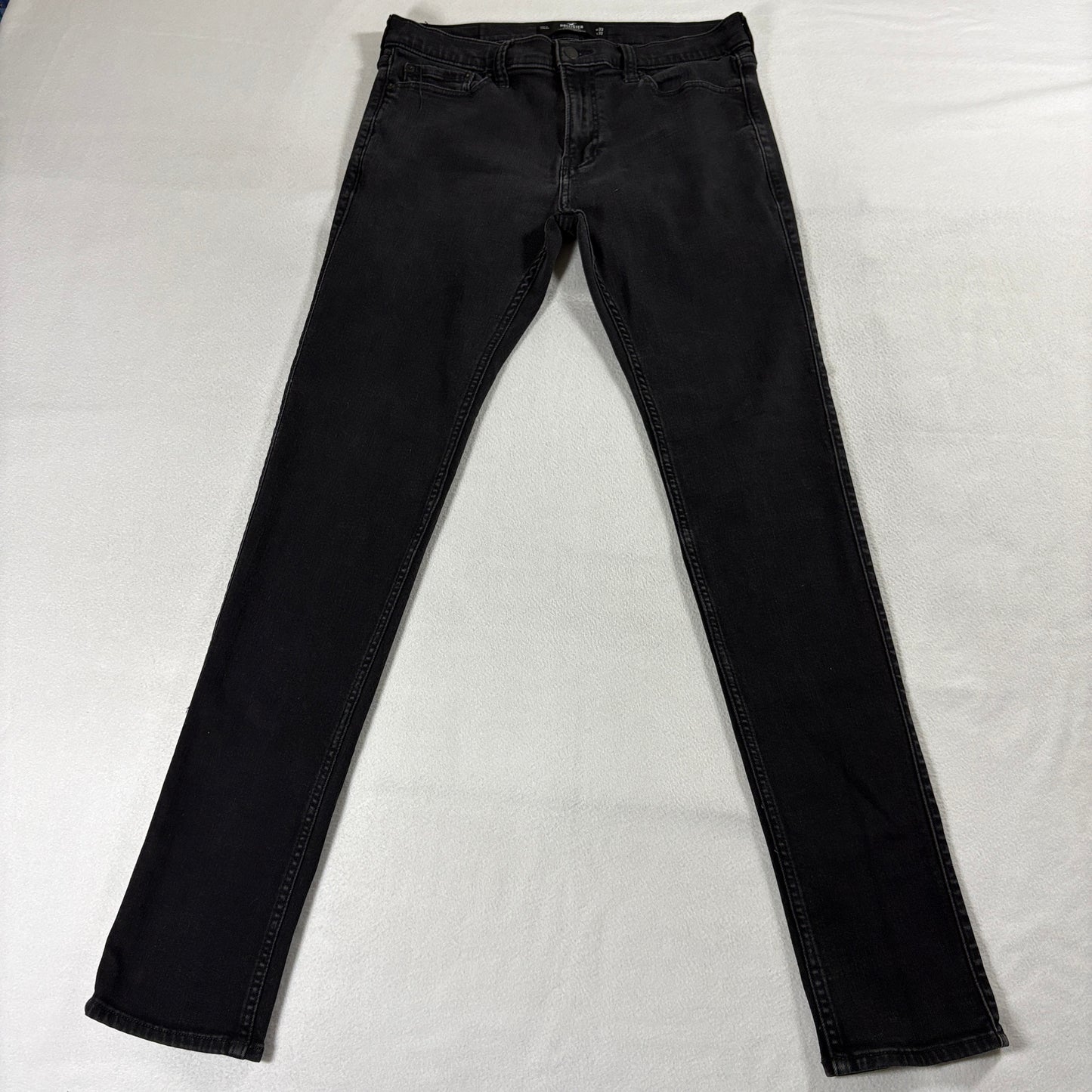 Hollister Stacked Skinny Jeans Mens 33x32 Black Stretch Denim Pants Fits 32x32
