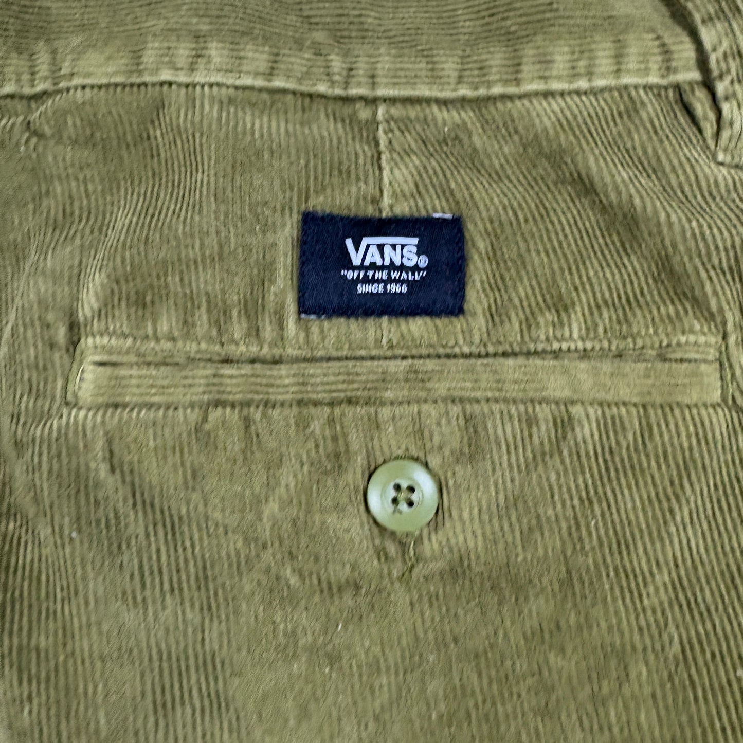 Vans Mens Pants 34 Authentic Chino Relaxed Fit Olive Green Corduroy Skate Y2K