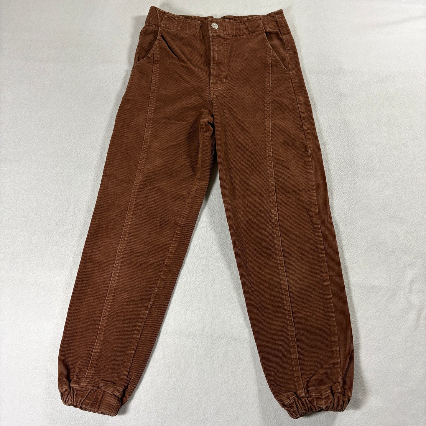 Forever 21 Corduroy Jogger Pants XS Brown High Rise Tapered Y2K Fits Like 26x26