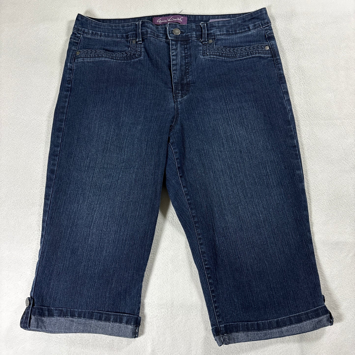 Gloria Vanderbilt Skimmer Denim Capri Shorts Womens 12 Blue Stretch Mid Rise 35W