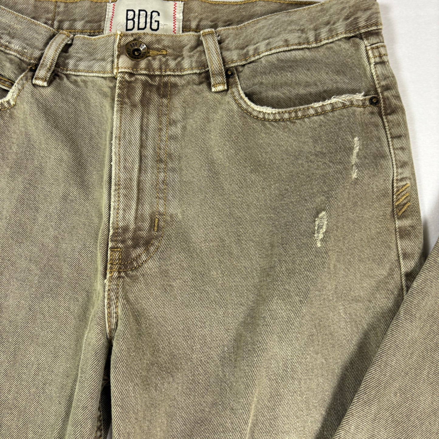 BDG Urban Outfitters Men’s 31x32 Vintage Slim Fit Distressed Jeans Khaki Tan