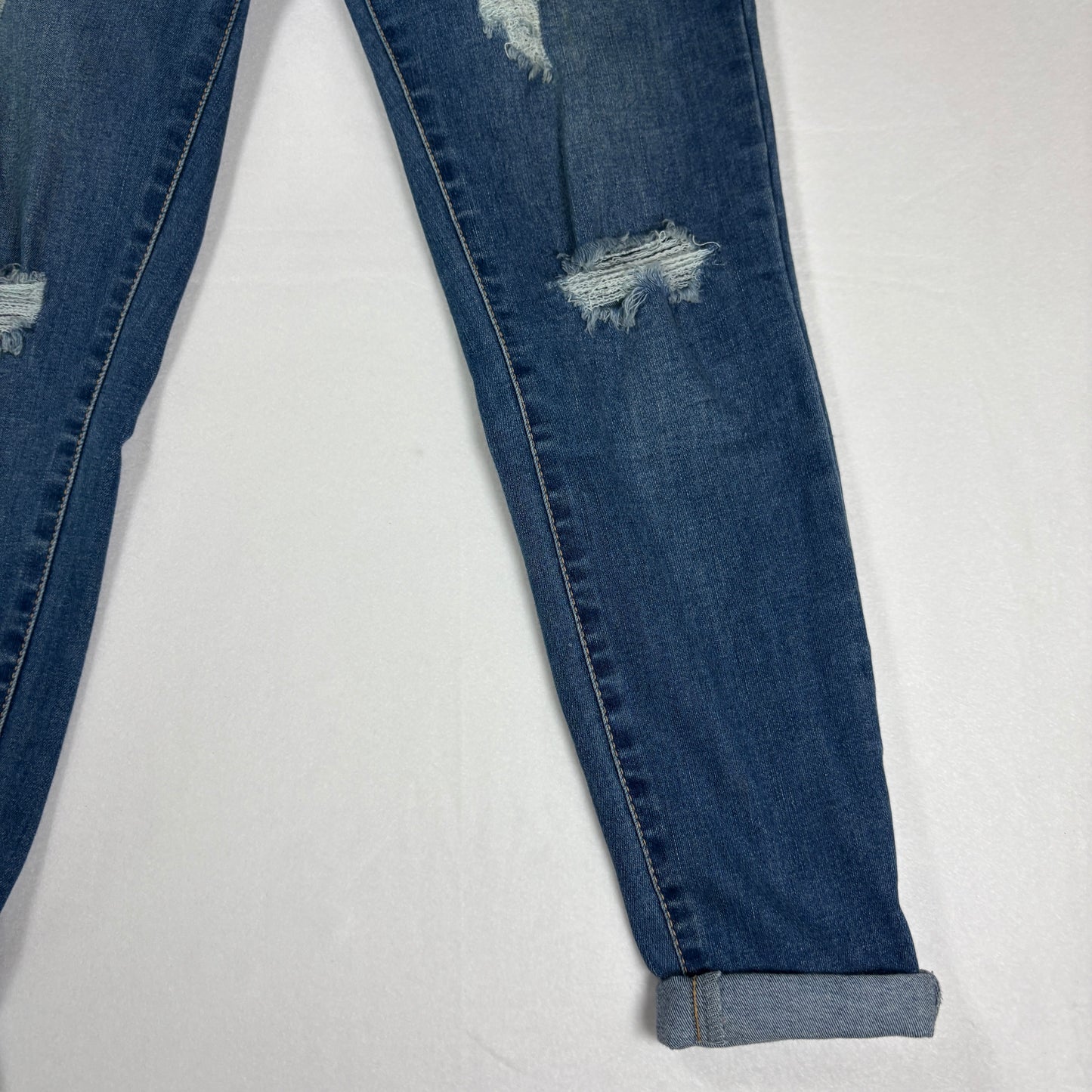 Wax Jean Women’s 7/28 Distressed Skinny Jeans Blue Ripped Stretch Denim Pants