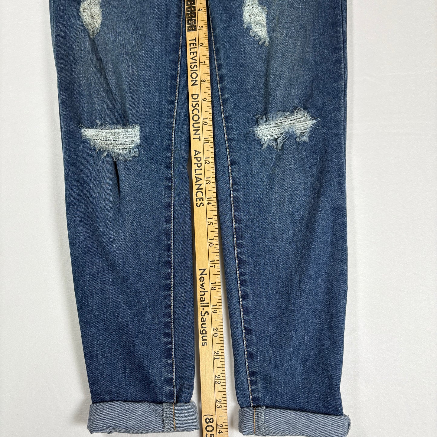 Wax Jean Women’s 7/28 Distressed Skinny Jeans Blue Ripped Stretch Denim Pants