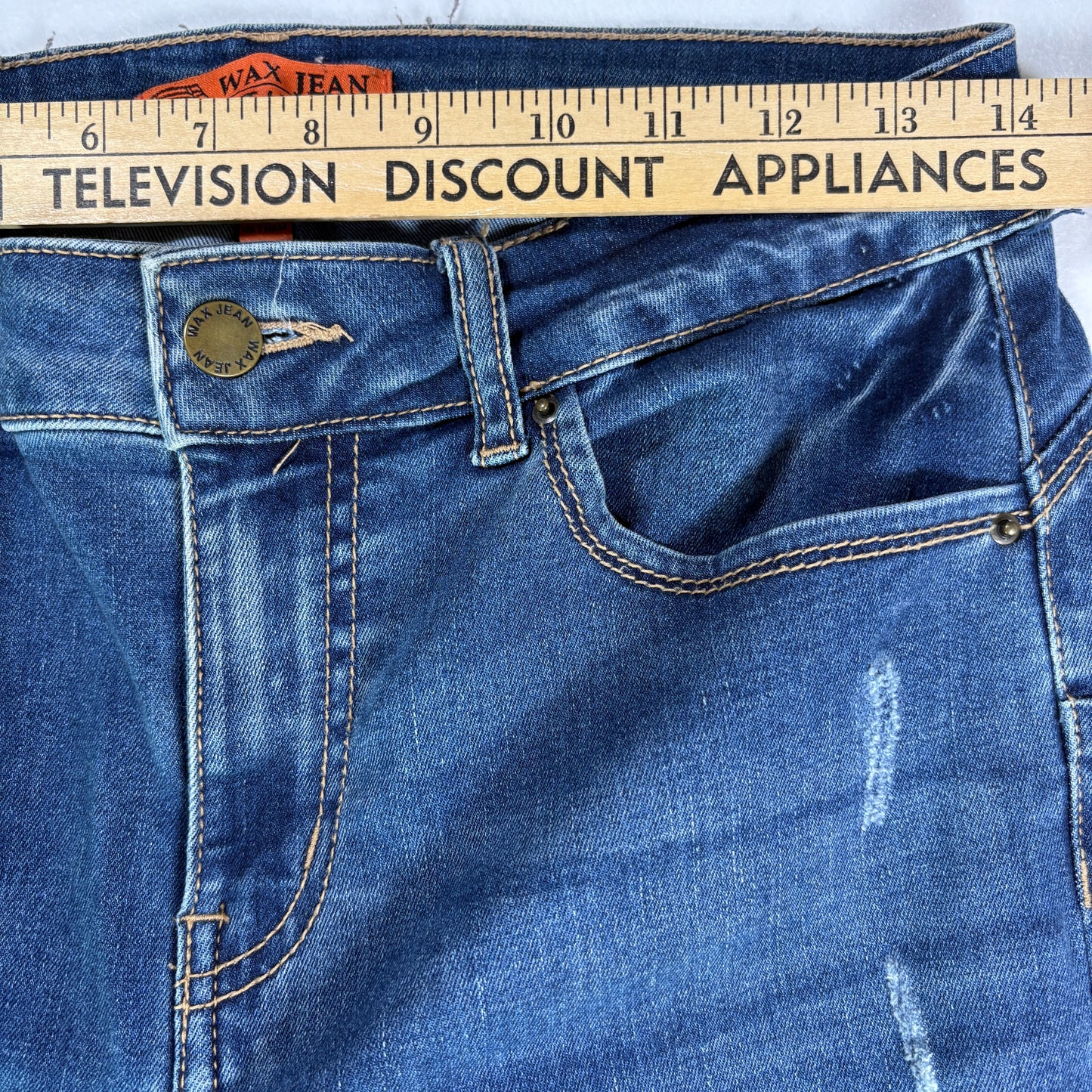 Wax Jean Women’s 7/28 Distressed Skinny Jeans Blue Ripped Stretch Denim Pants