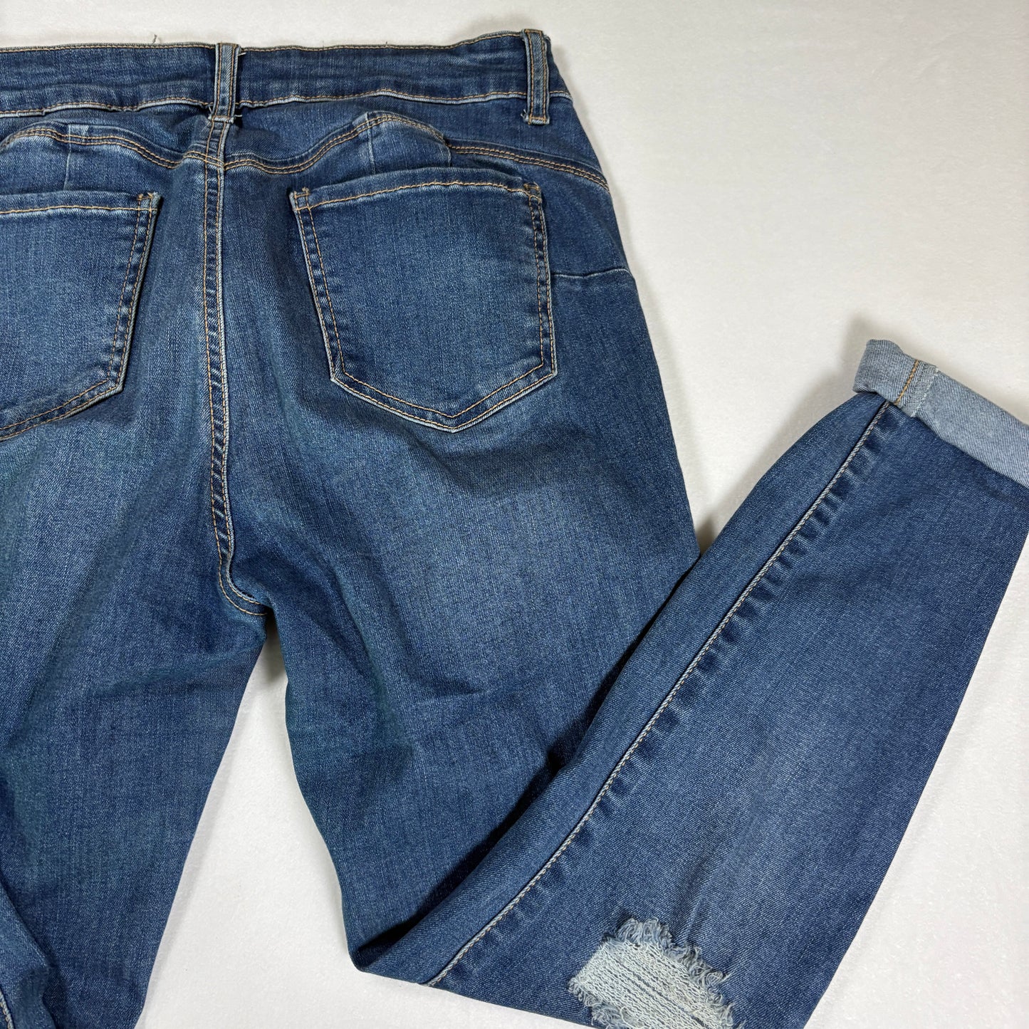 Wax Jean Women’s 7/28 Distressed Skinny Jeans Blue Ripped Stretch Denim Pants