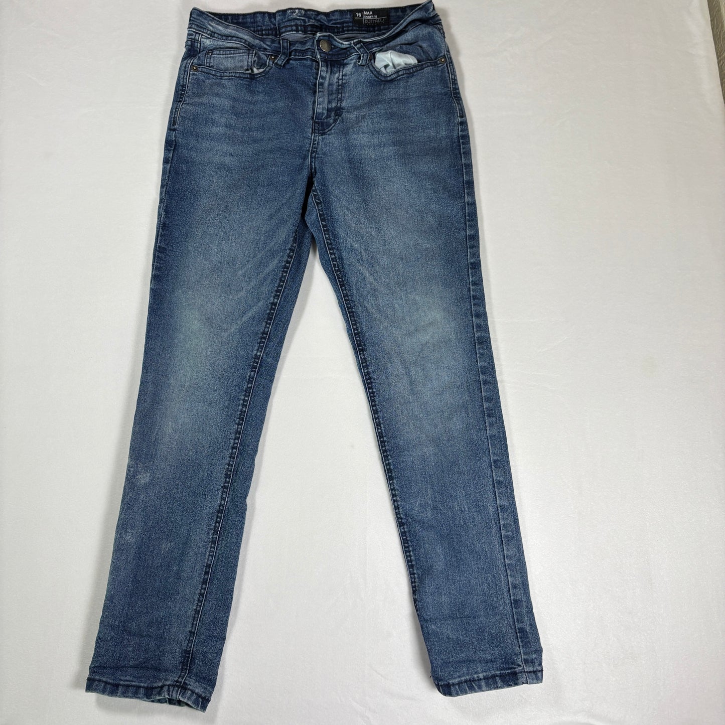 Buffalo David Bitton Men’s 16 Max Skinny Fit Jeans Blue Stretch Denim Faded Wash