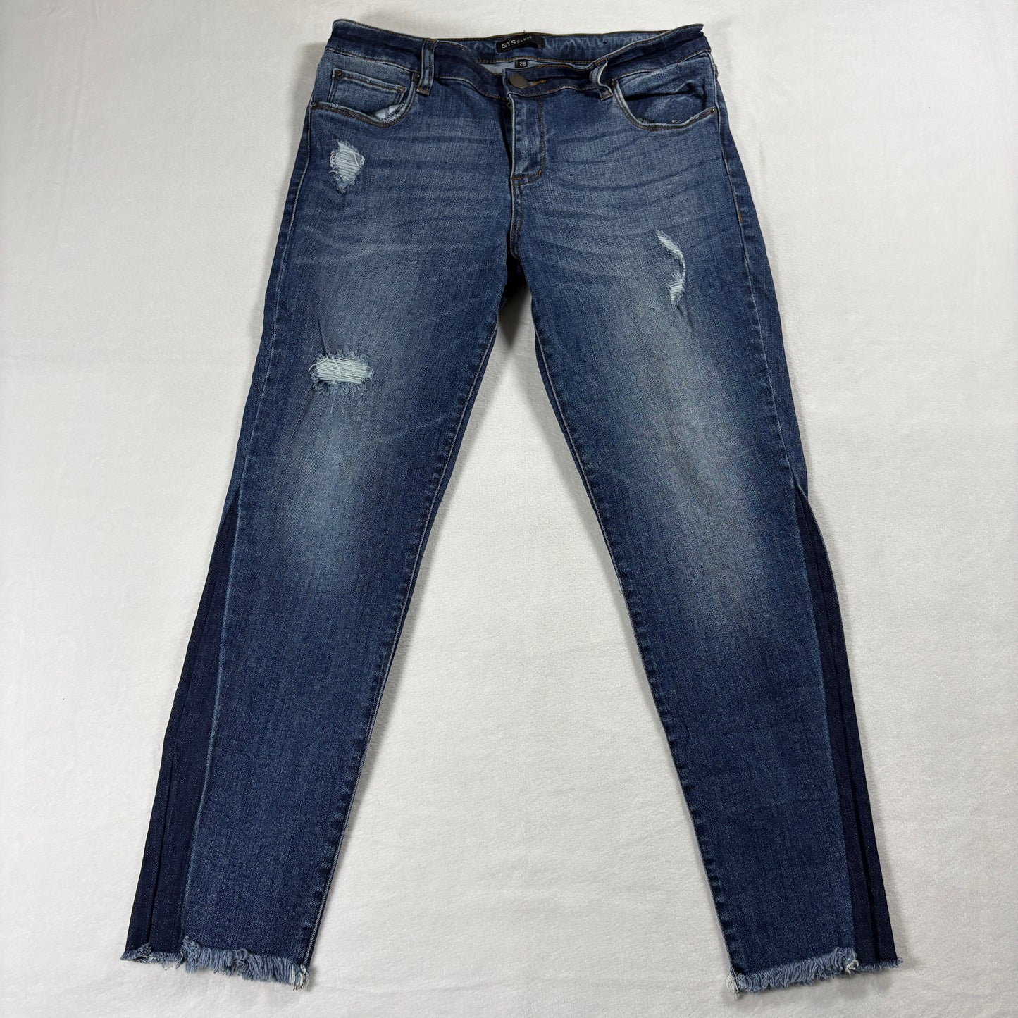 STS Blue Jeans Womens Size 28 Distressed Skinny Ankle Denim Raw Hem Stretch Fit!
