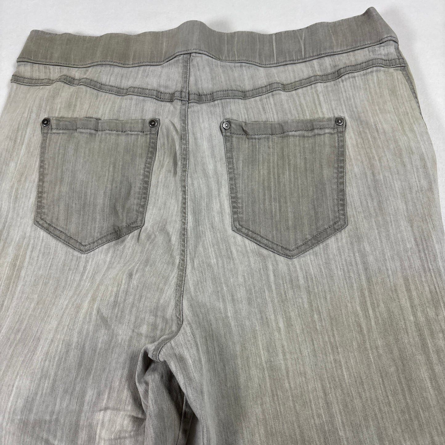 Love The Fit Womens Jeans 14 Gray Cropped Stretch Grommet Hem Y2K Vintage Capri