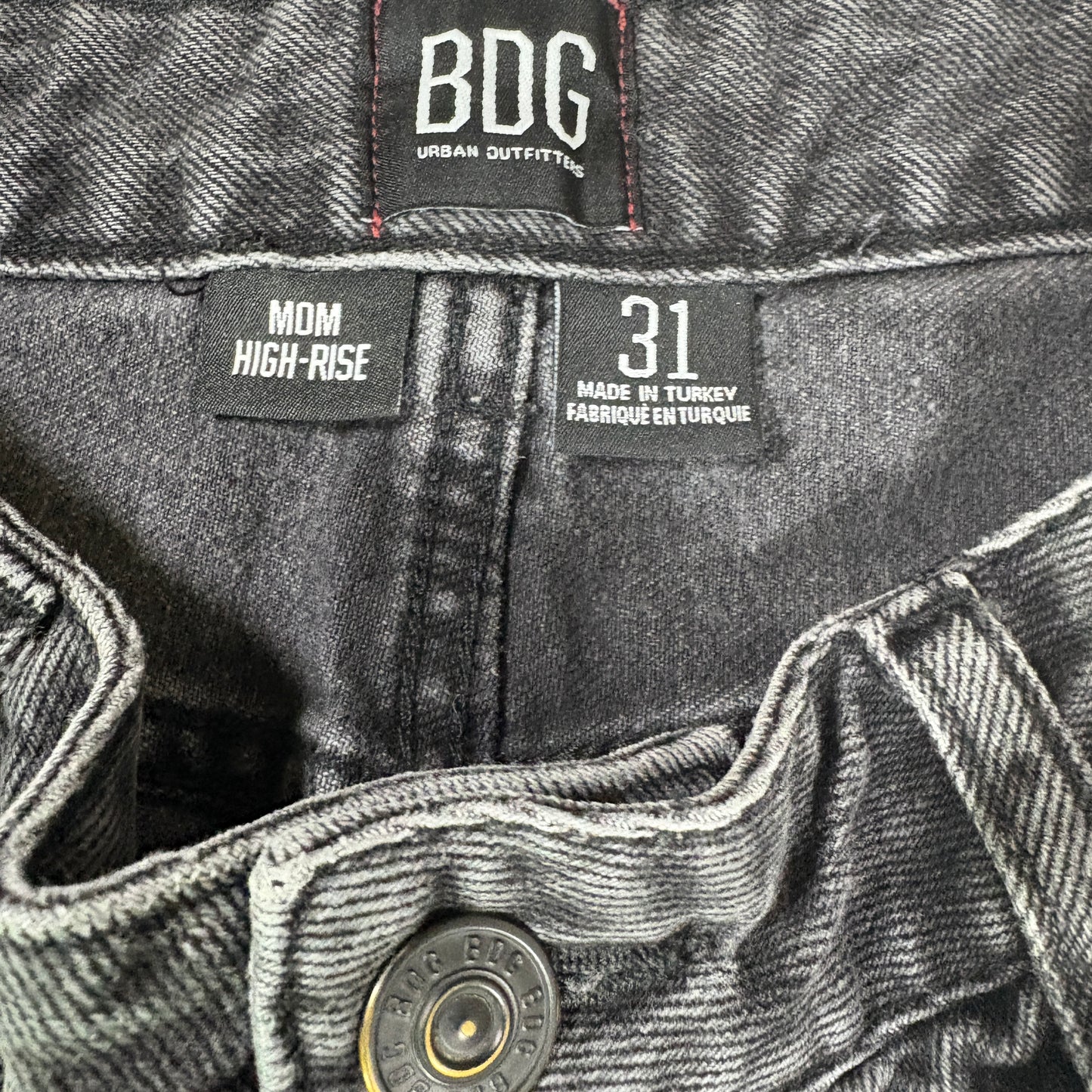 BDG Urban Outfitters Mom Jeans High Rise Black Washed Denim Baggy Women’s 31