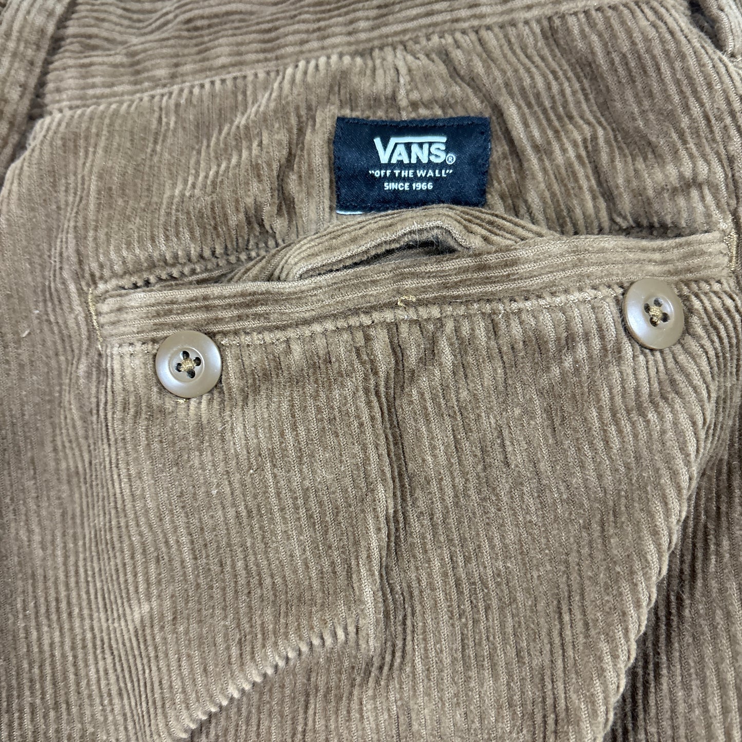 Vans Mens Pants 31 Brown Corduroy Service Cargo Loose Tapered Fit Baggy Y2K