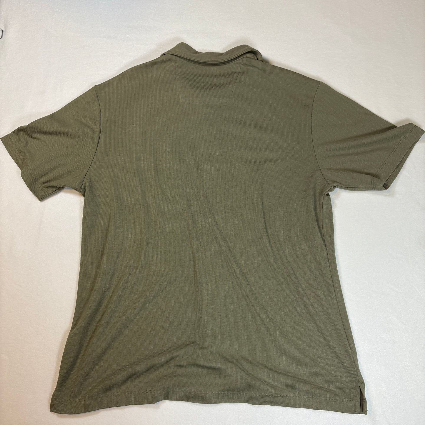 Perry Ellis Mens Shirt L Green Button Front Short Sleeve Casual Camp Collar Top