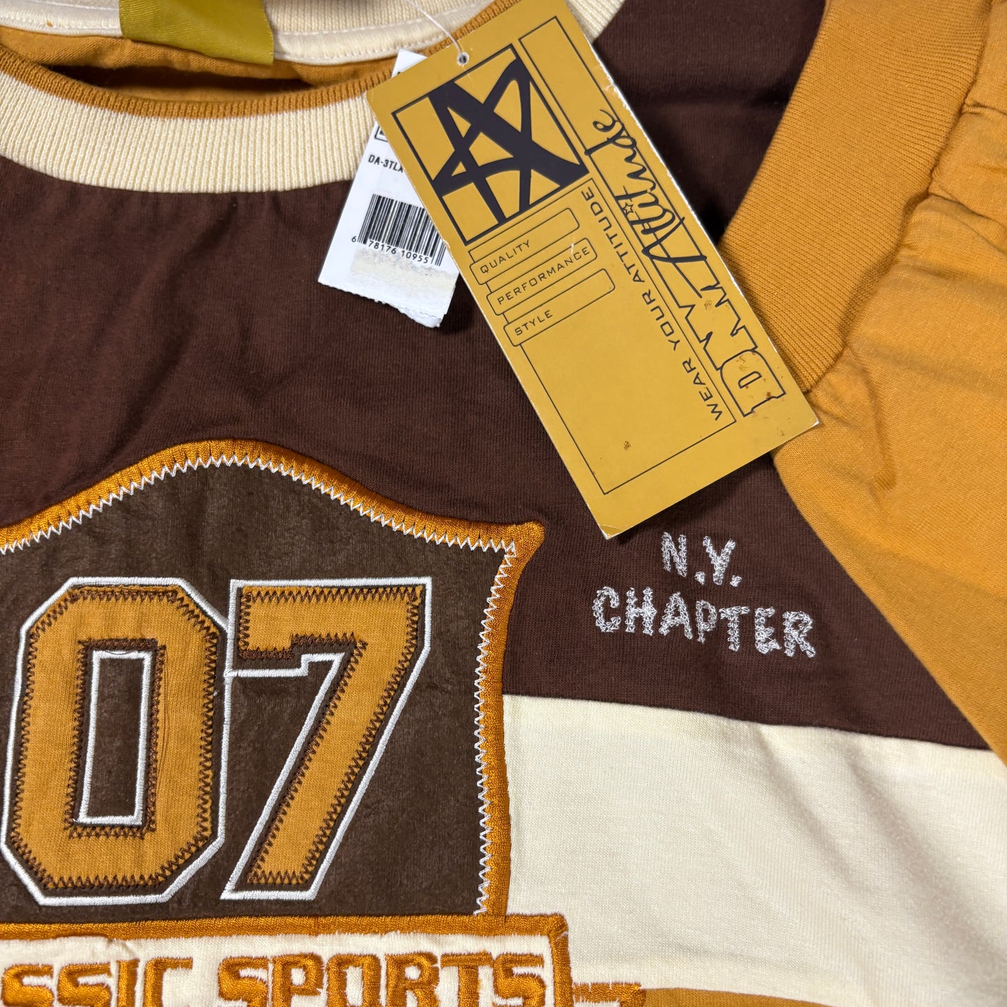 DNV Attitude T-Shirt 5XL Brown Gold Graphic Tee Classic Sports Retro 100% Cotton