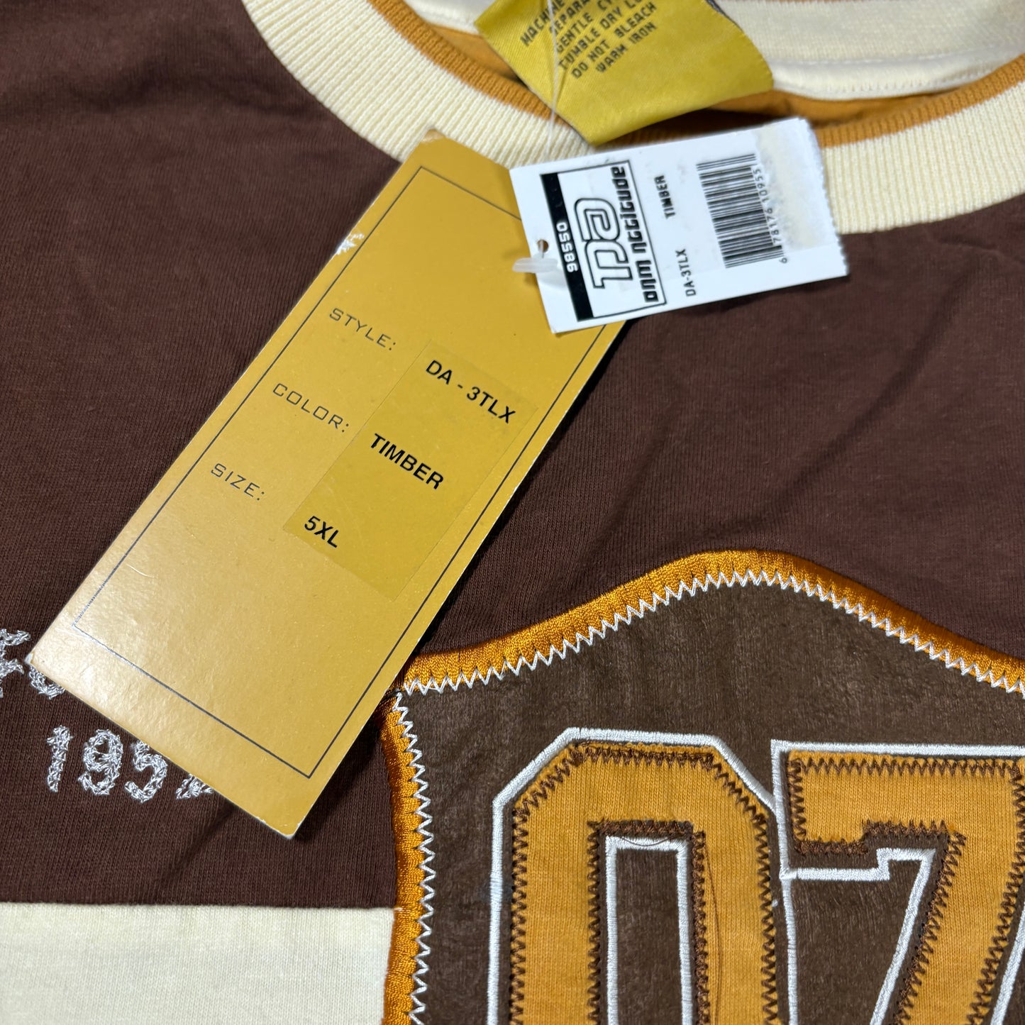 DNV Attitude T-Shirt 5XL Brown Gold Graphic Tee Classic Sports Retro 100% Cotton