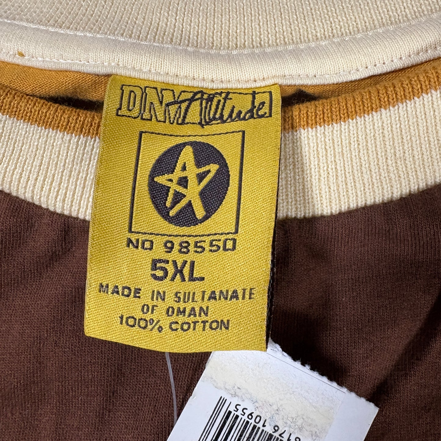 DNV Attitude T-Shirt 5XL Brown Gold Graphic Tee Classic Sports Retro 100% Cotton