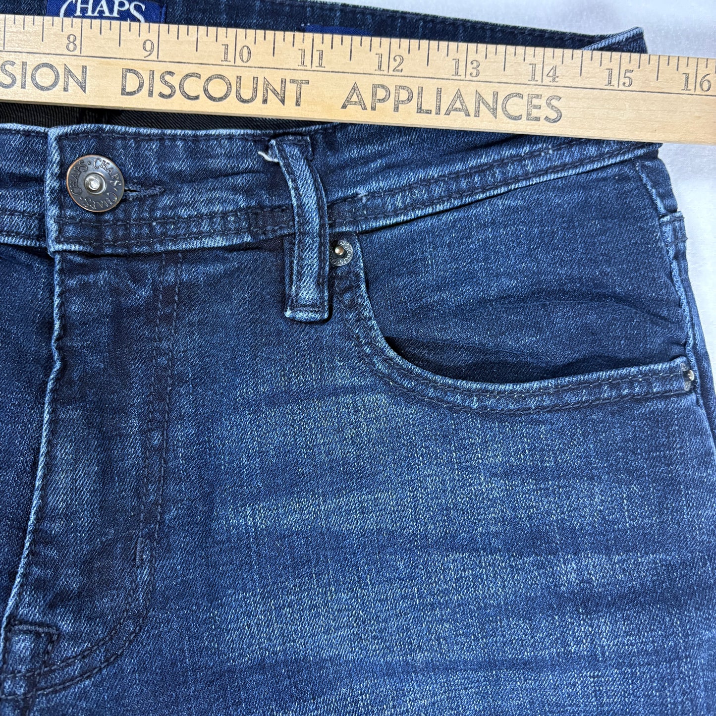 Chaps Jeans Mens 32x32 Slim Straight Dark Wash Denim Classic Five Pocket Pants