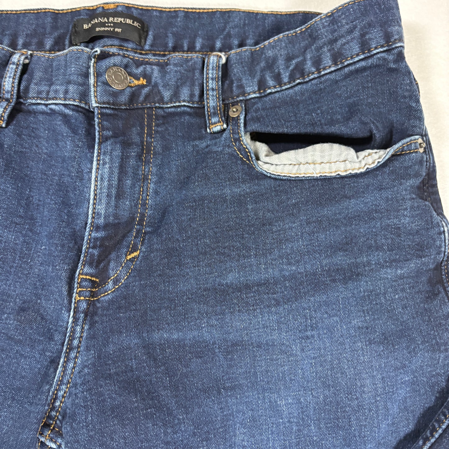 Banana Republic Jeans Mens 33x30 Skinny Fit Dark Wash Stretch Denim Casual Pants