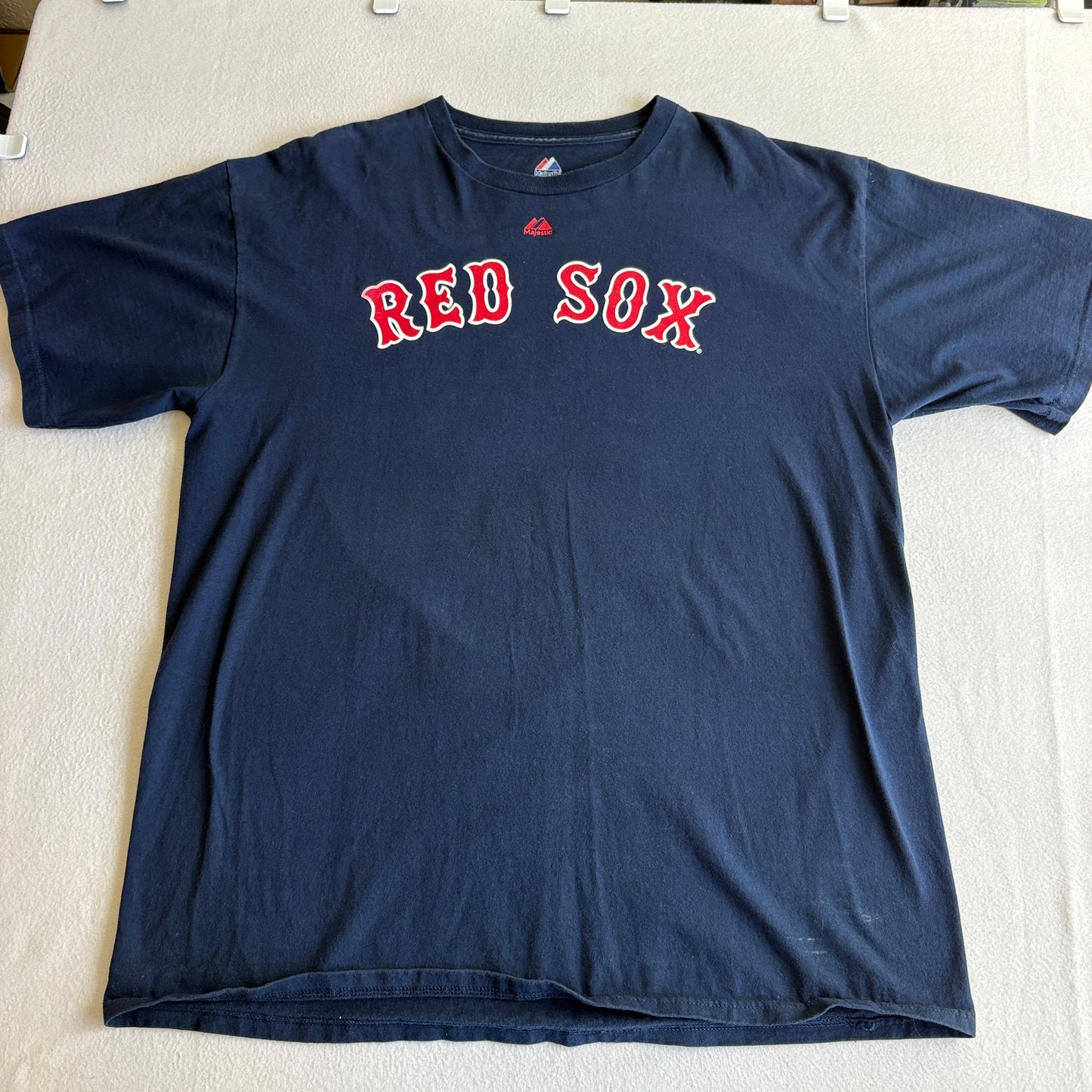 Majestic Boston Red Sox Crawford 13 MLB Graphic T Shirt Blue Mens XL Baseball Tee