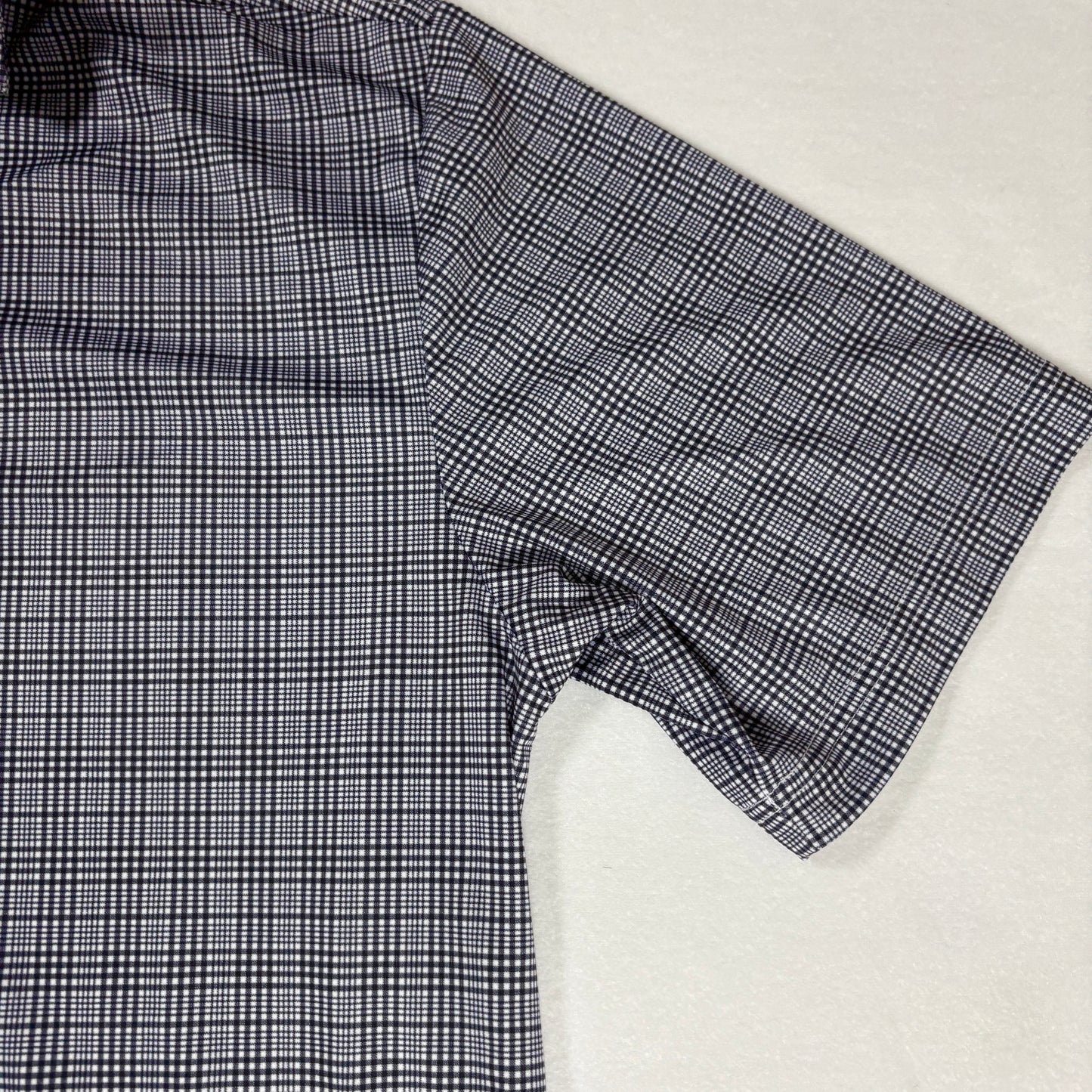 Roundtree & Yorke Polo Shirt S Navy Check Performance Golf Casual Short Sleeve