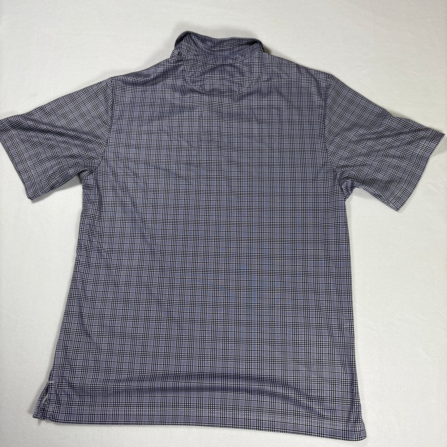Roundtree & Yorke Polo Shirt S Navy Check Performance Golf Casual Short Sleeve